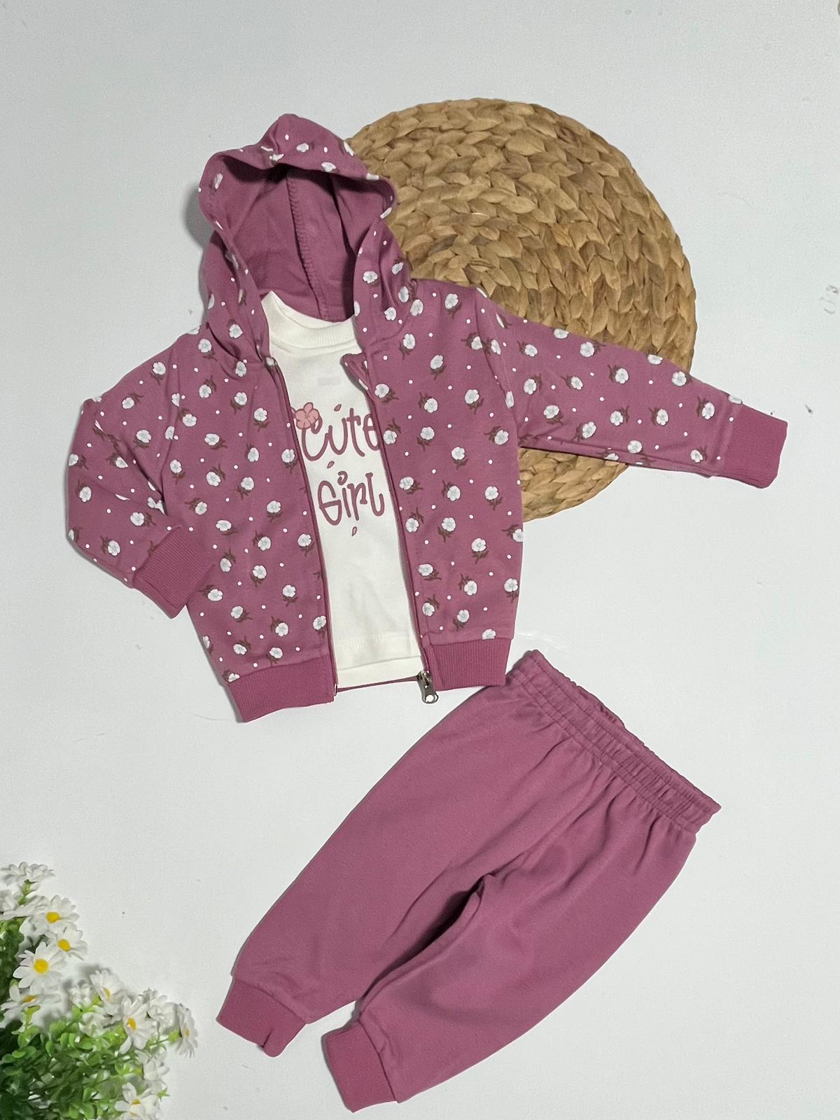 Çiçek Deseneli Üçlü Takım