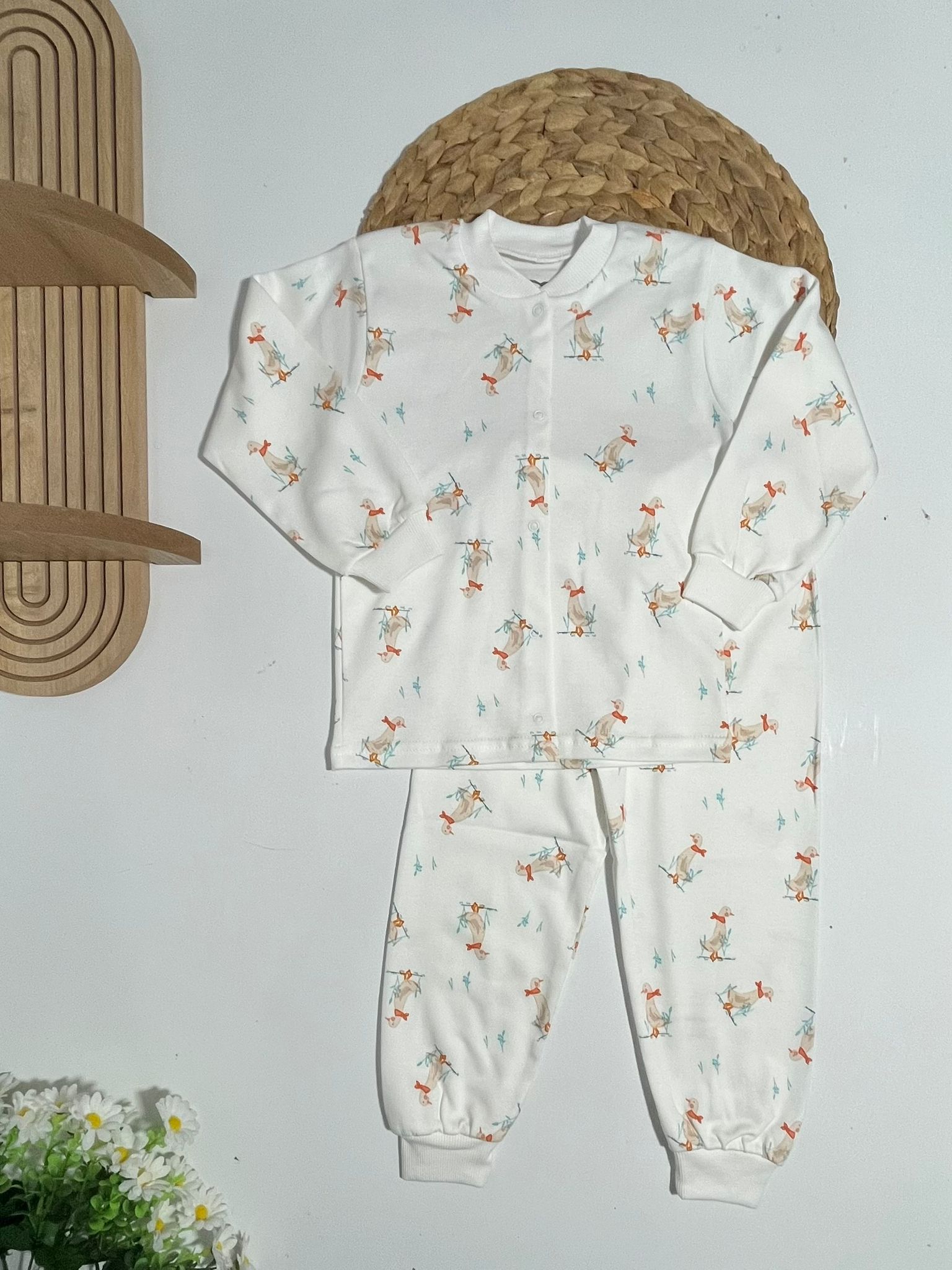 Pijama Takım Çıtçıtlı %100 Pamuk