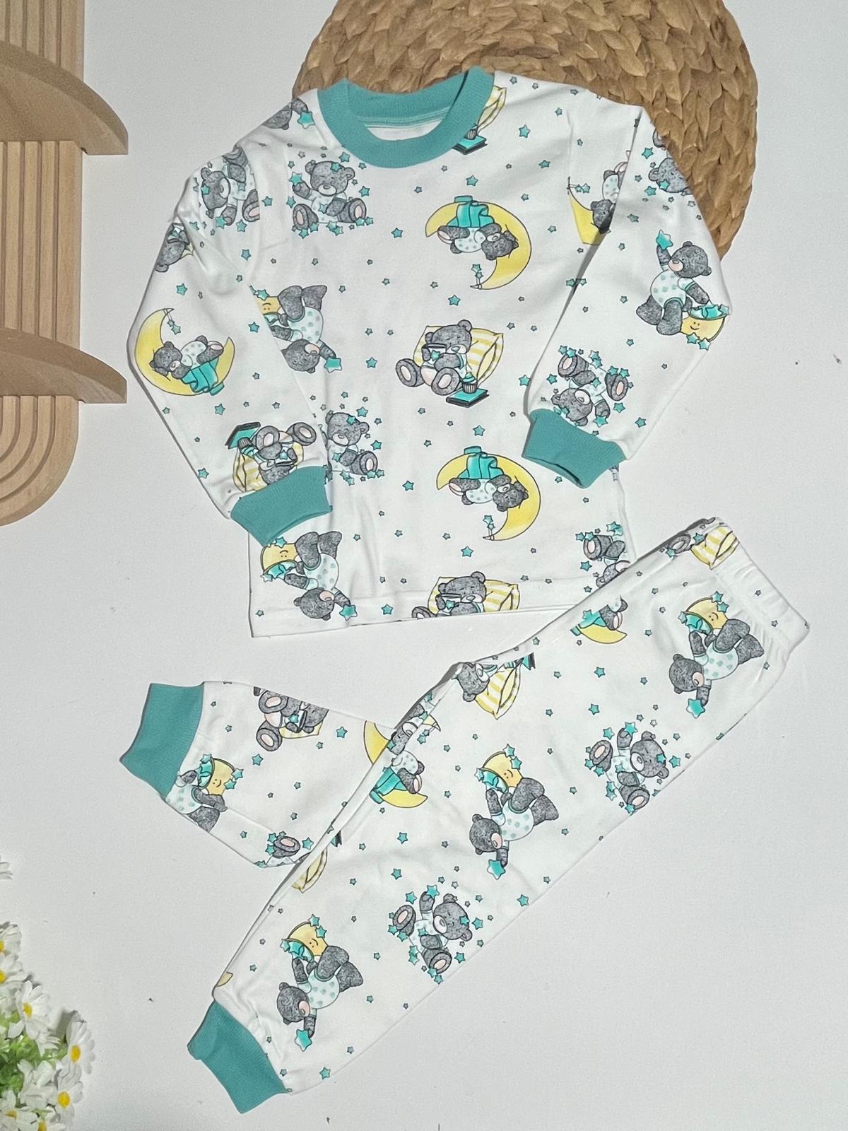 Erkek Sıfır Yaka Sevimli Ayı Baskılı %100 Cotton