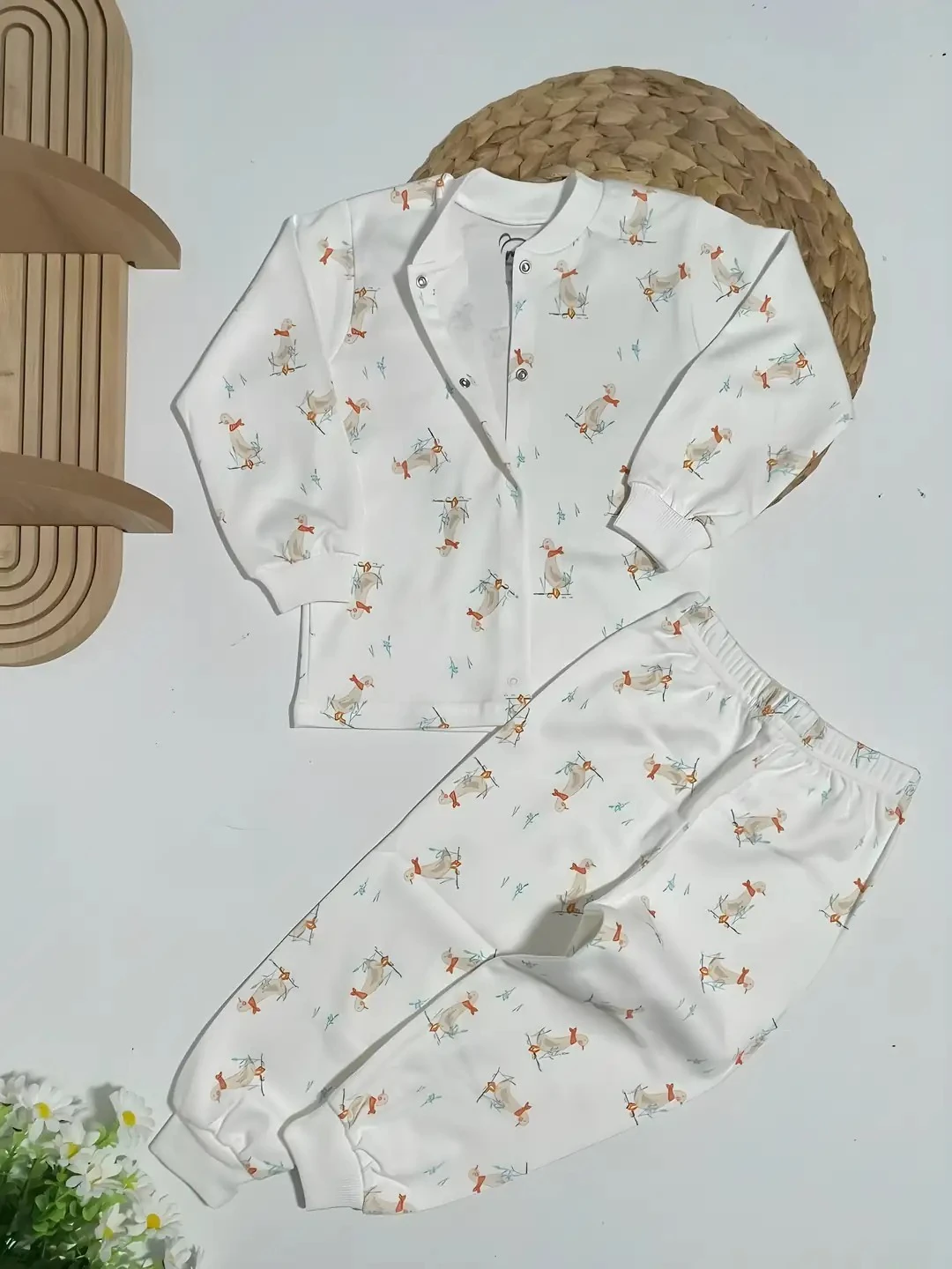 Pijama Takım Çıtçıtlı %100 Pamuk