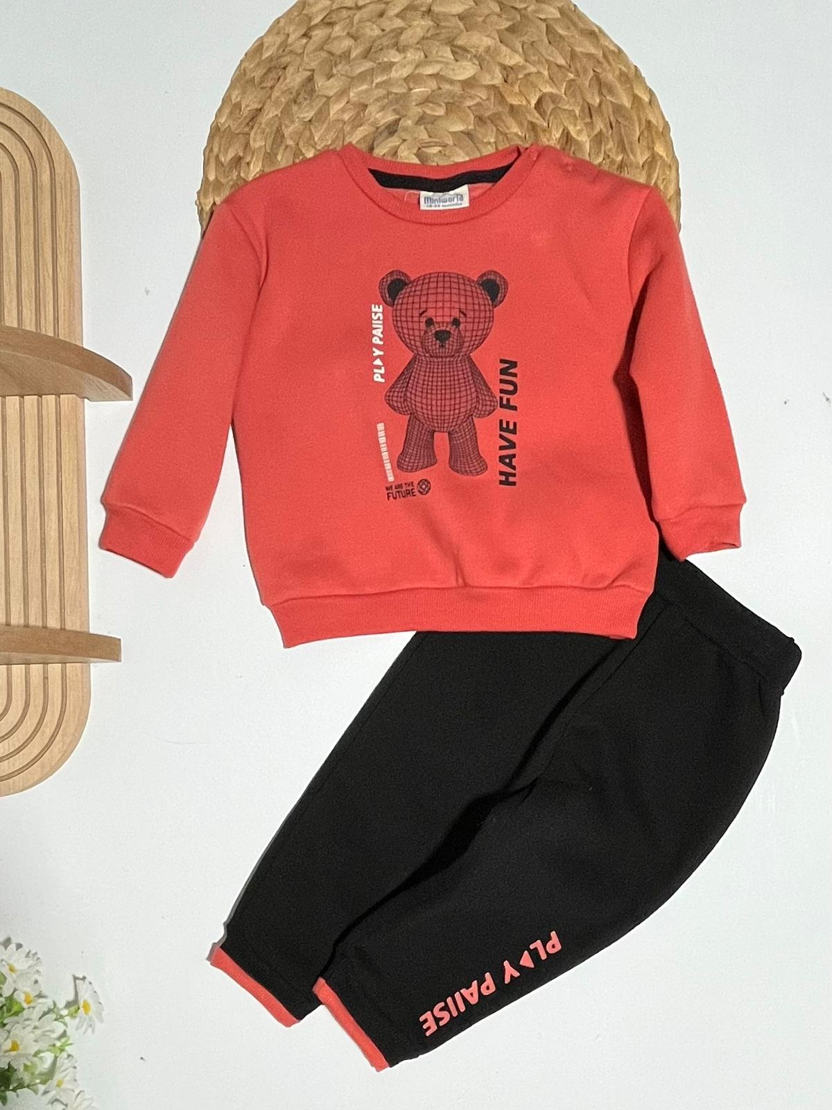 Erkek Bebek Ayı baskılı 3ip Şardonlu