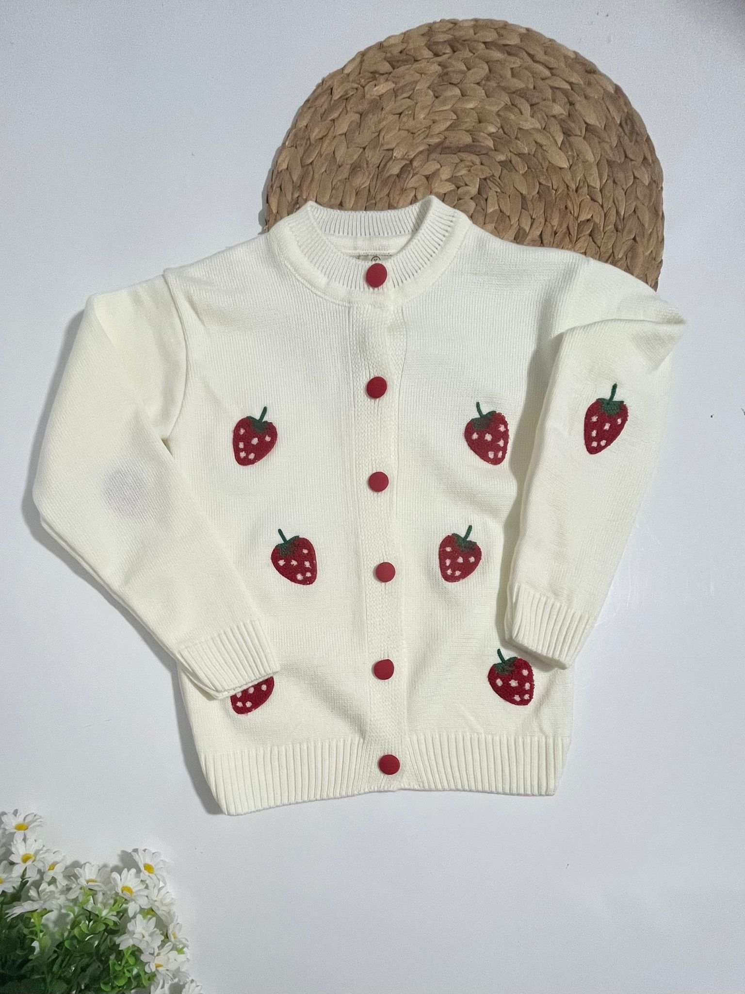 Kız Çocuk Çilekli Triko Hırka