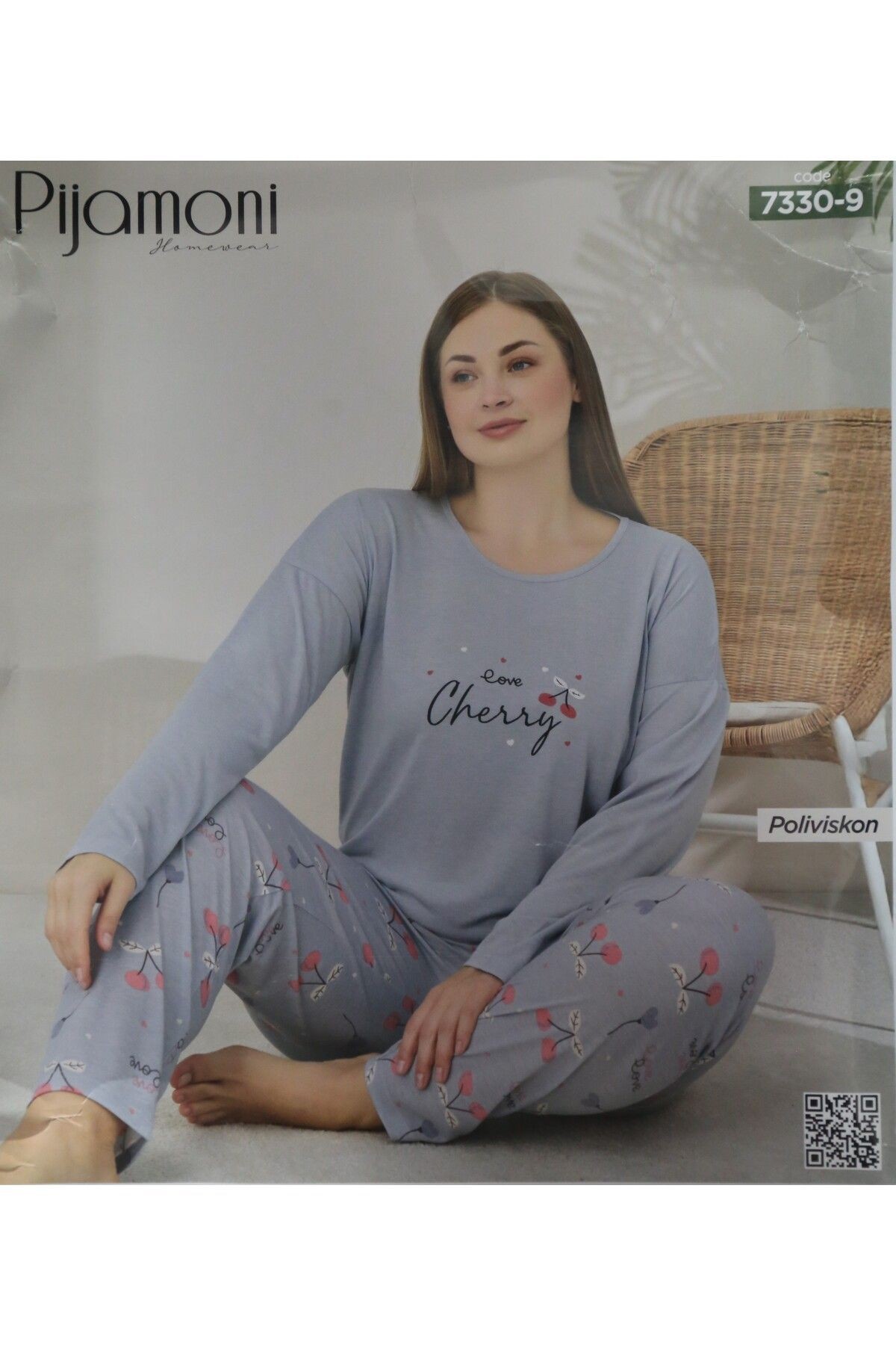 GRİ BÜYÜK BEDEN PİJAMA TAKIMI POLİVİSKON