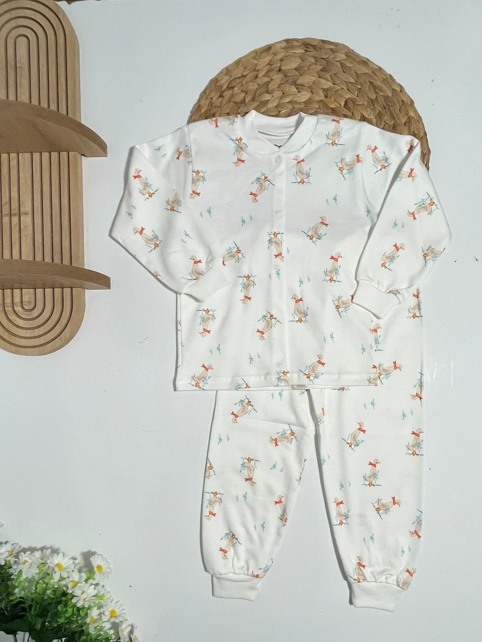 Pijama Takım Çıtçıtlı %100 Pamuk