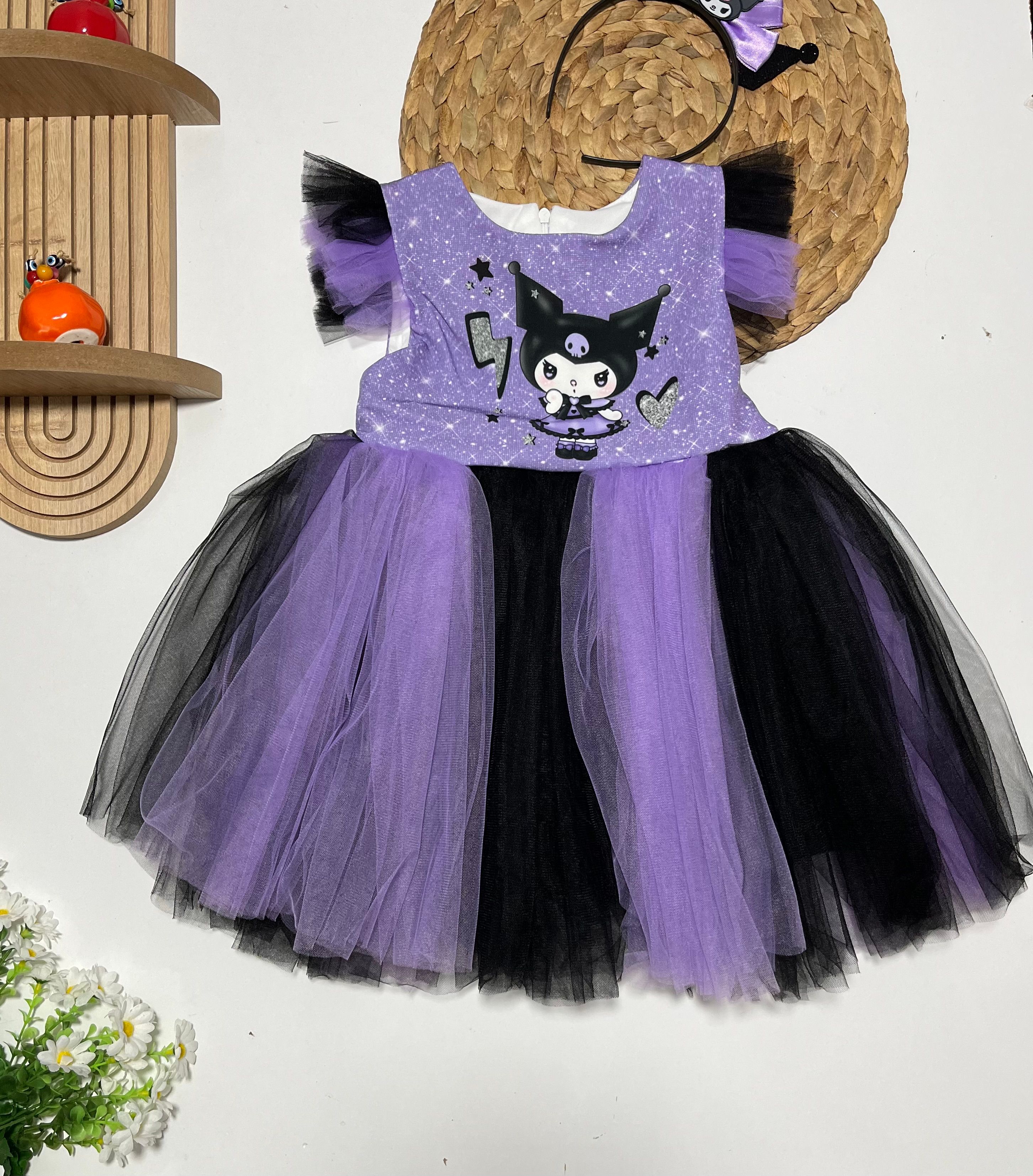 Kuromi Taçlı Tüllü Astarlı Elbise