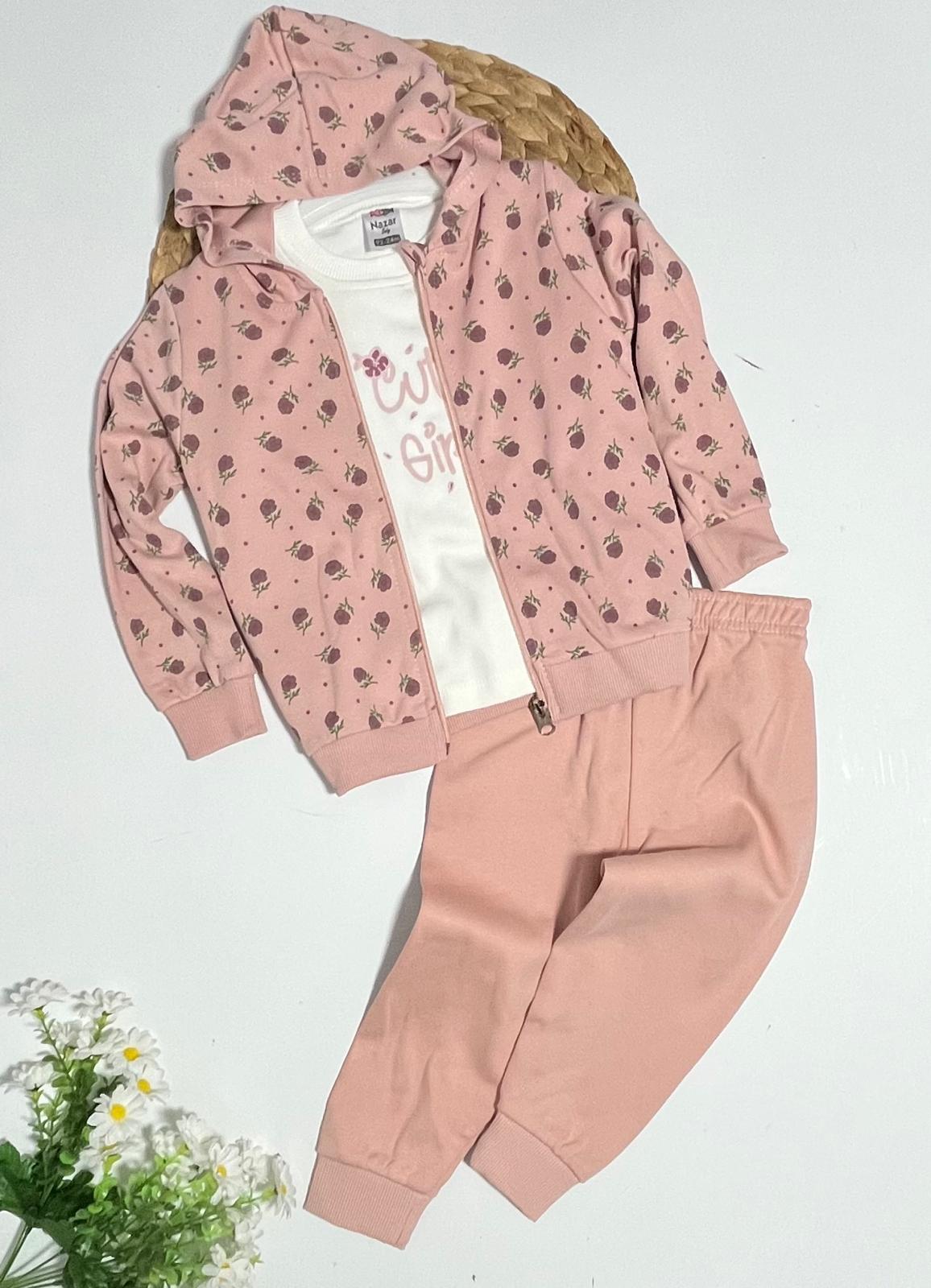 Çiçek Deseneli Üçlü Takım