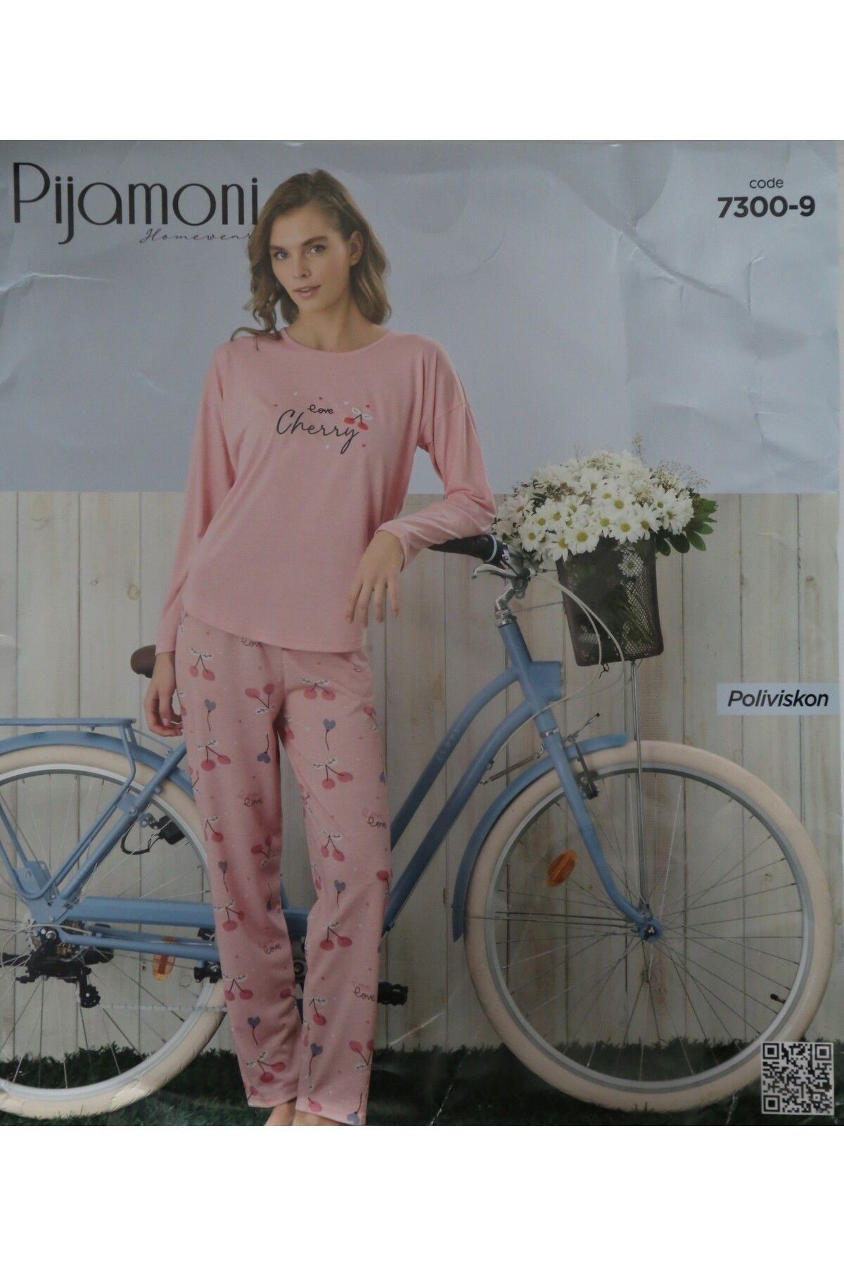 PEMBE POLİVİSKON UZUN KOL PİJAMA TAKIMI