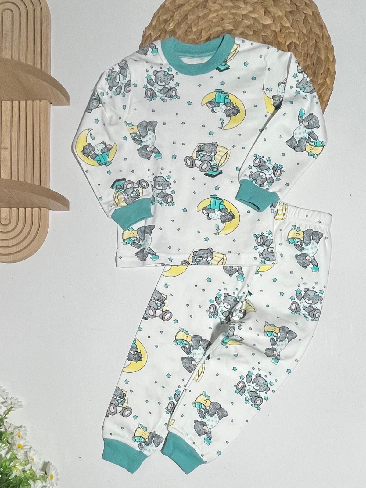 Erkek Sıfır Yaka Sevimli Ayı Baskılı %100 Cotton