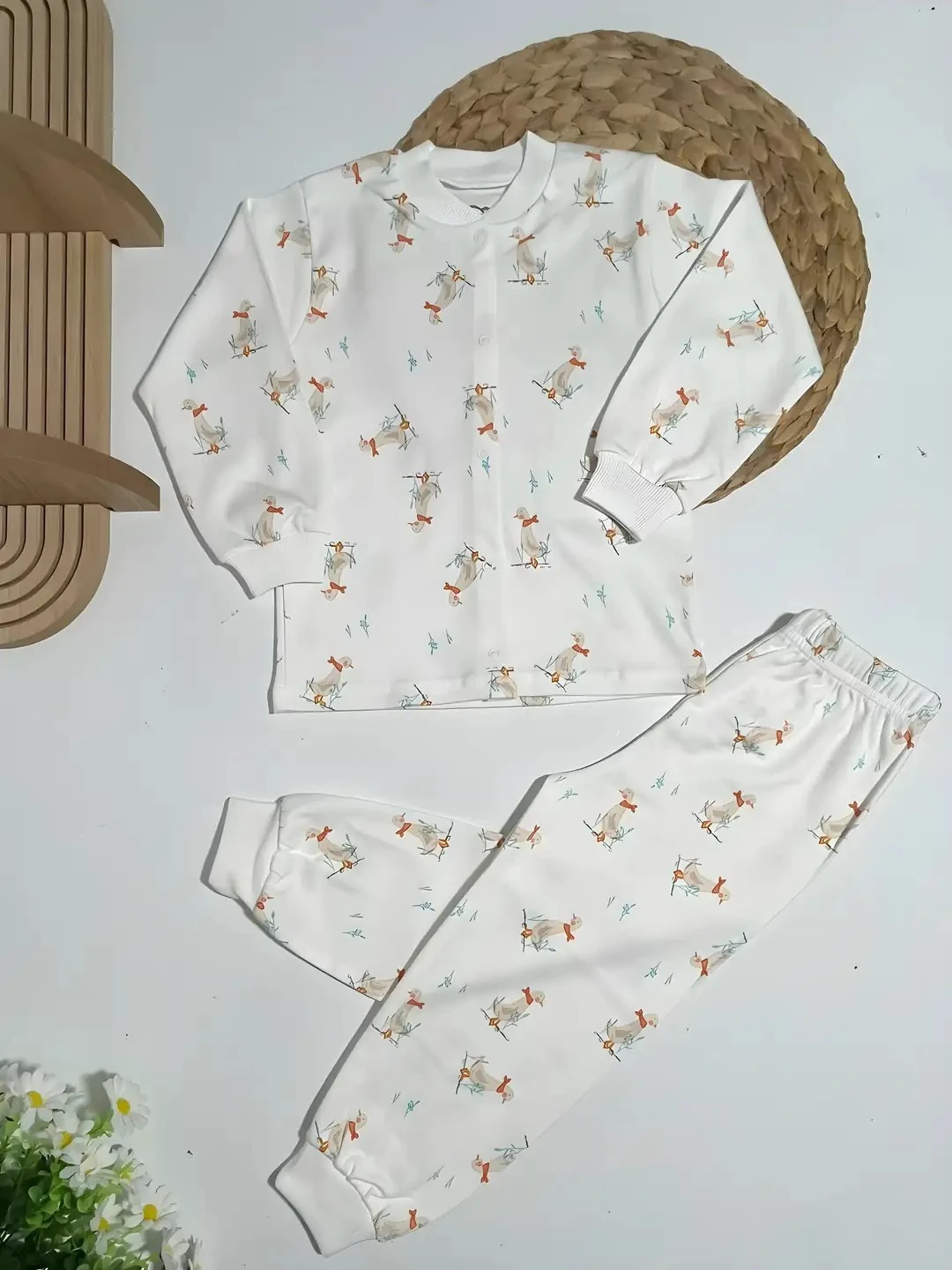 Pijama Takım Çıtçıtlı %100 Pamuk