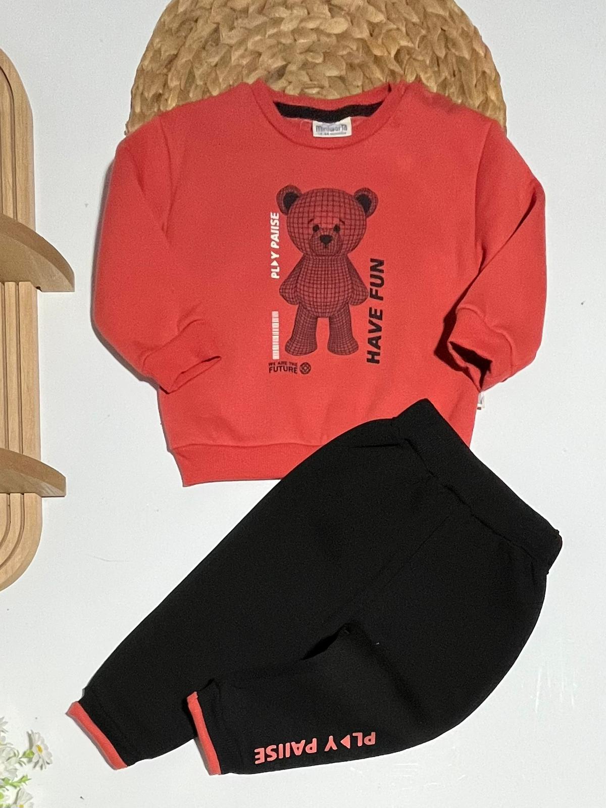 Erkek Bebek Ayı baskılı 3ip Şardonlu