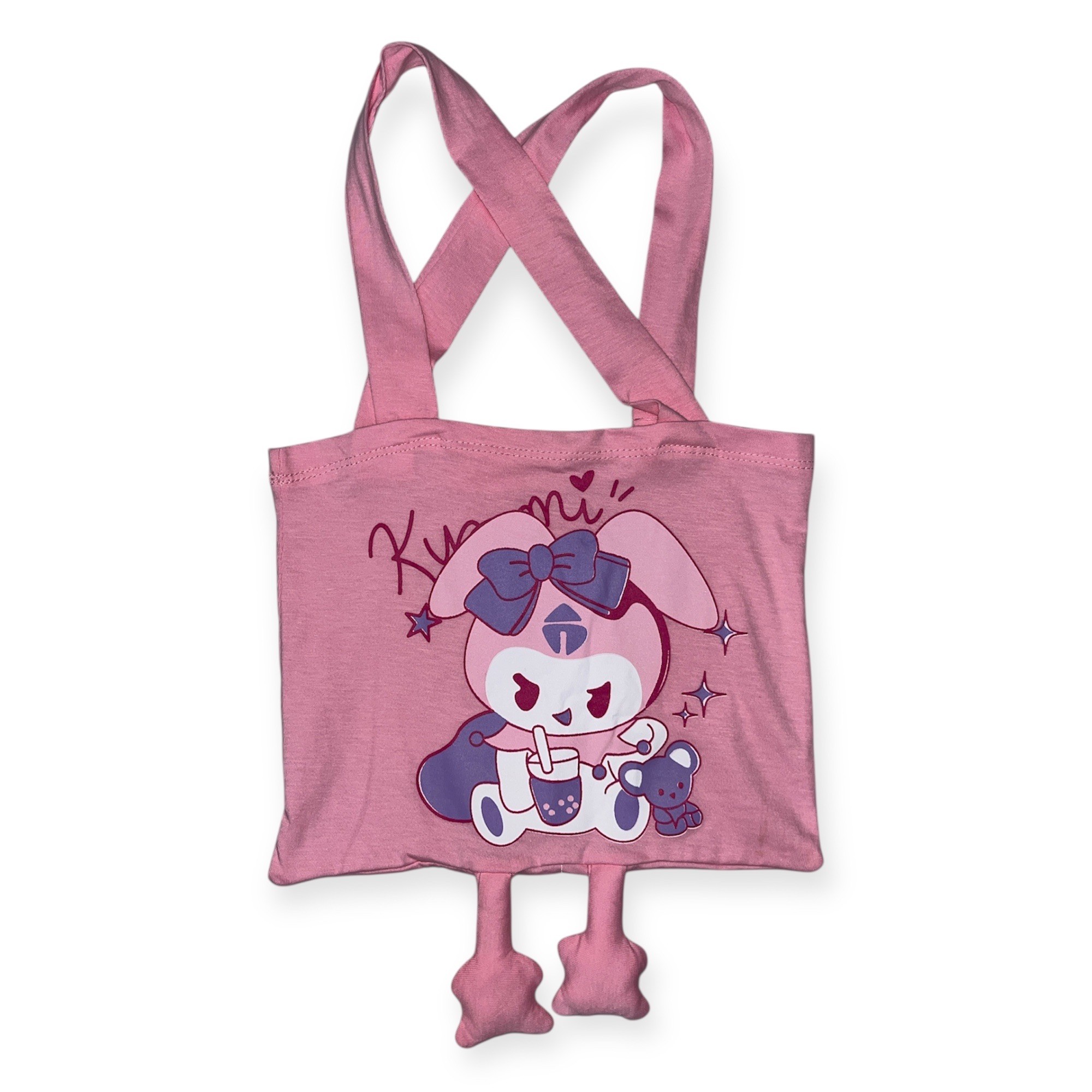 Kuromi Çantalı Şortlu Alt/Üst Takım Pembe