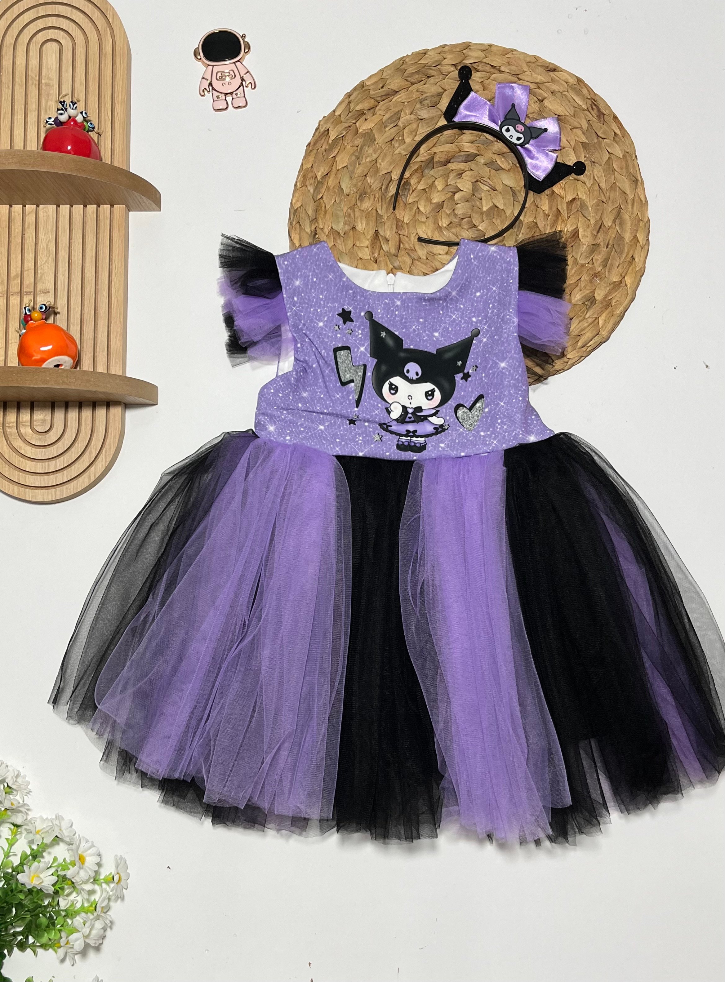Kuromi Taçlı Tüllü Astarlı Elbise