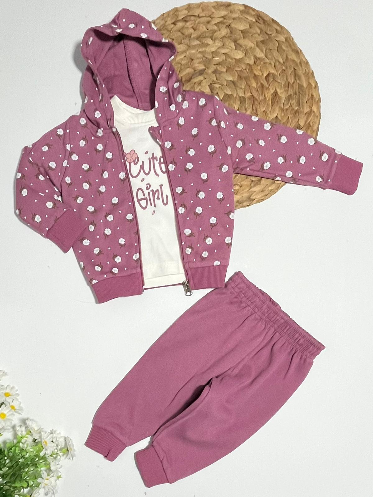 Çiçek Deseneli Üçlü Takım