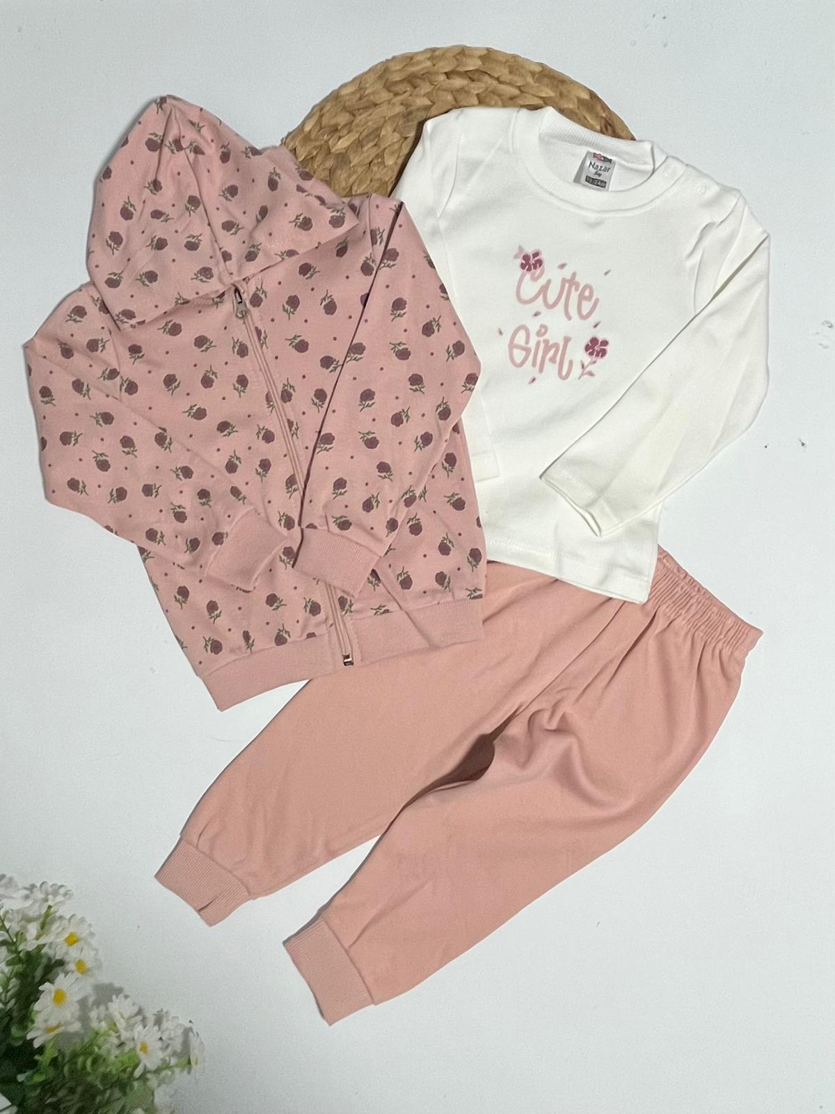 Çiçek Deseneli Üçlü Takım