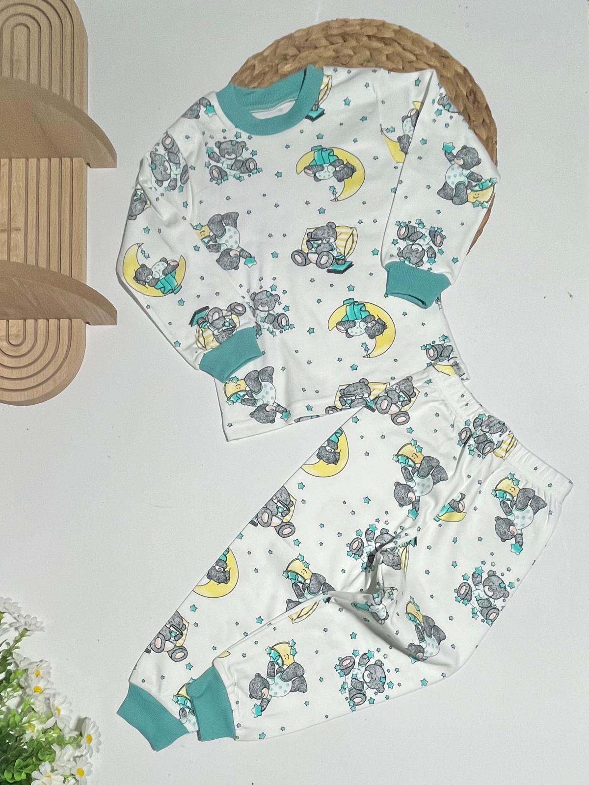 Erkek Sıfır Yaka Sevimli Ayı Baskılı %100 Cotton