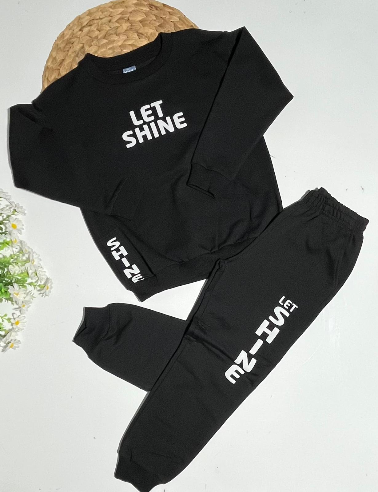 Let Shine Baskılı İki İp Şardonsuz Takım SİYAH