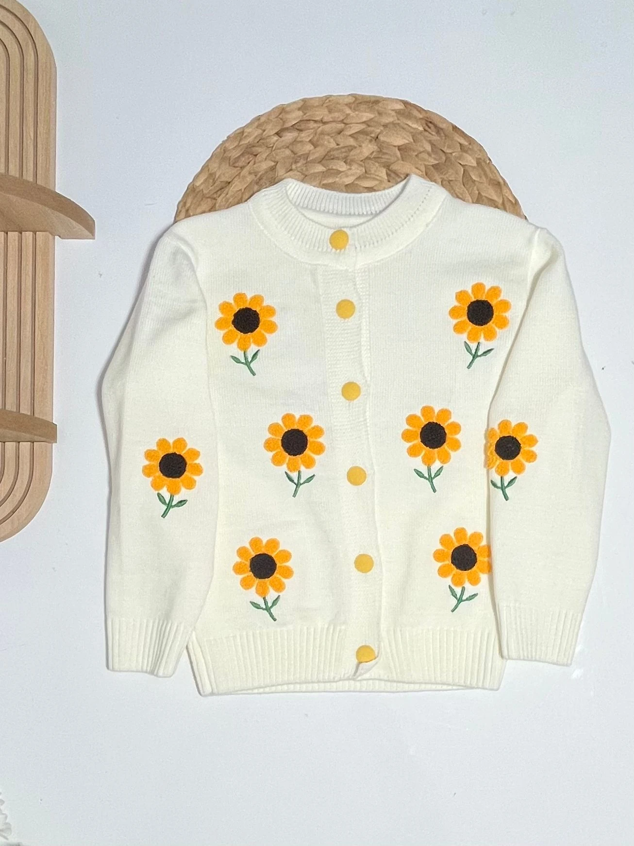 Kız Çocuk Triko Ayçiçekli Hırka