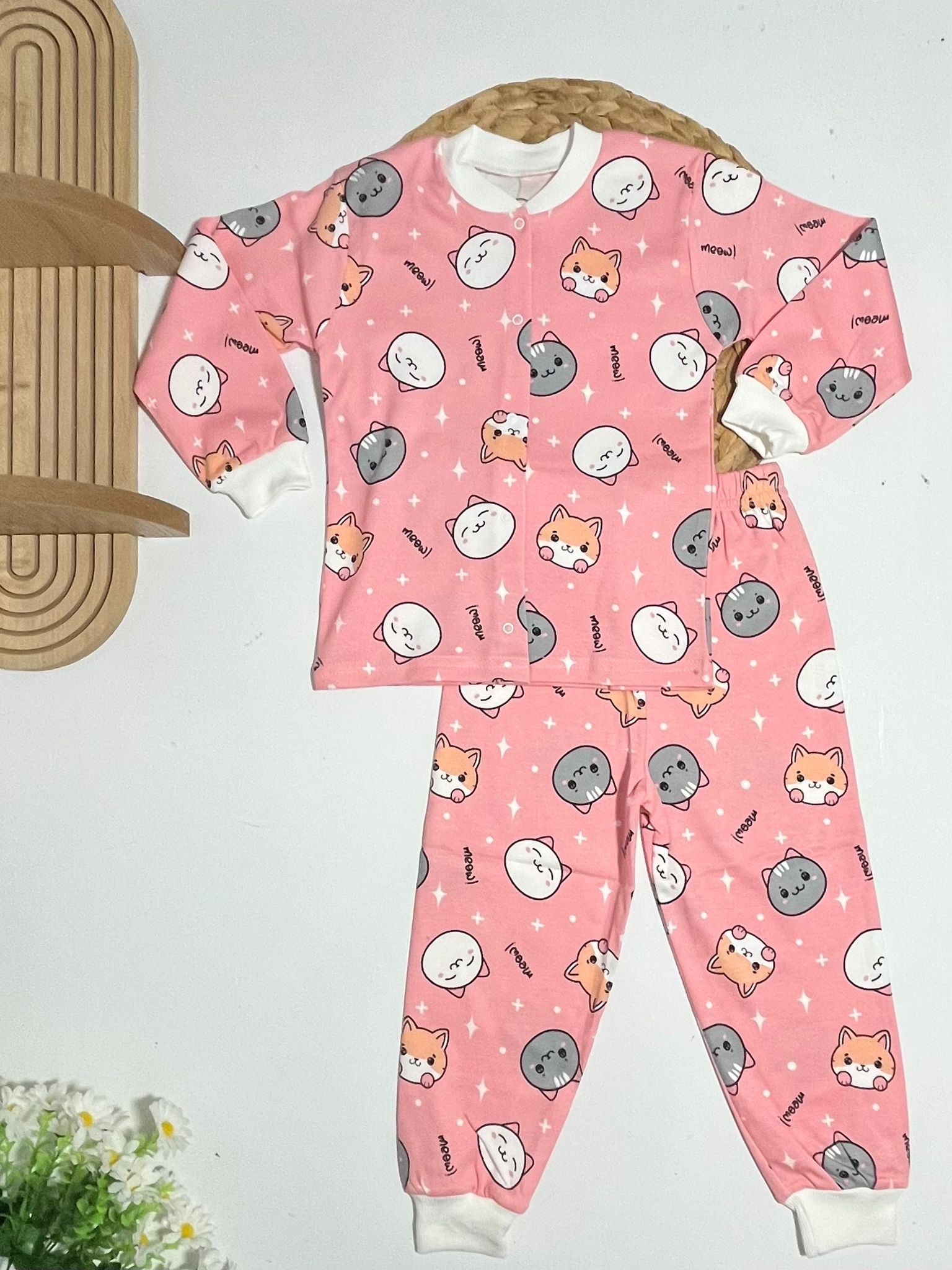 Pijama Takım Çıtçıtlı %100 Pamuk