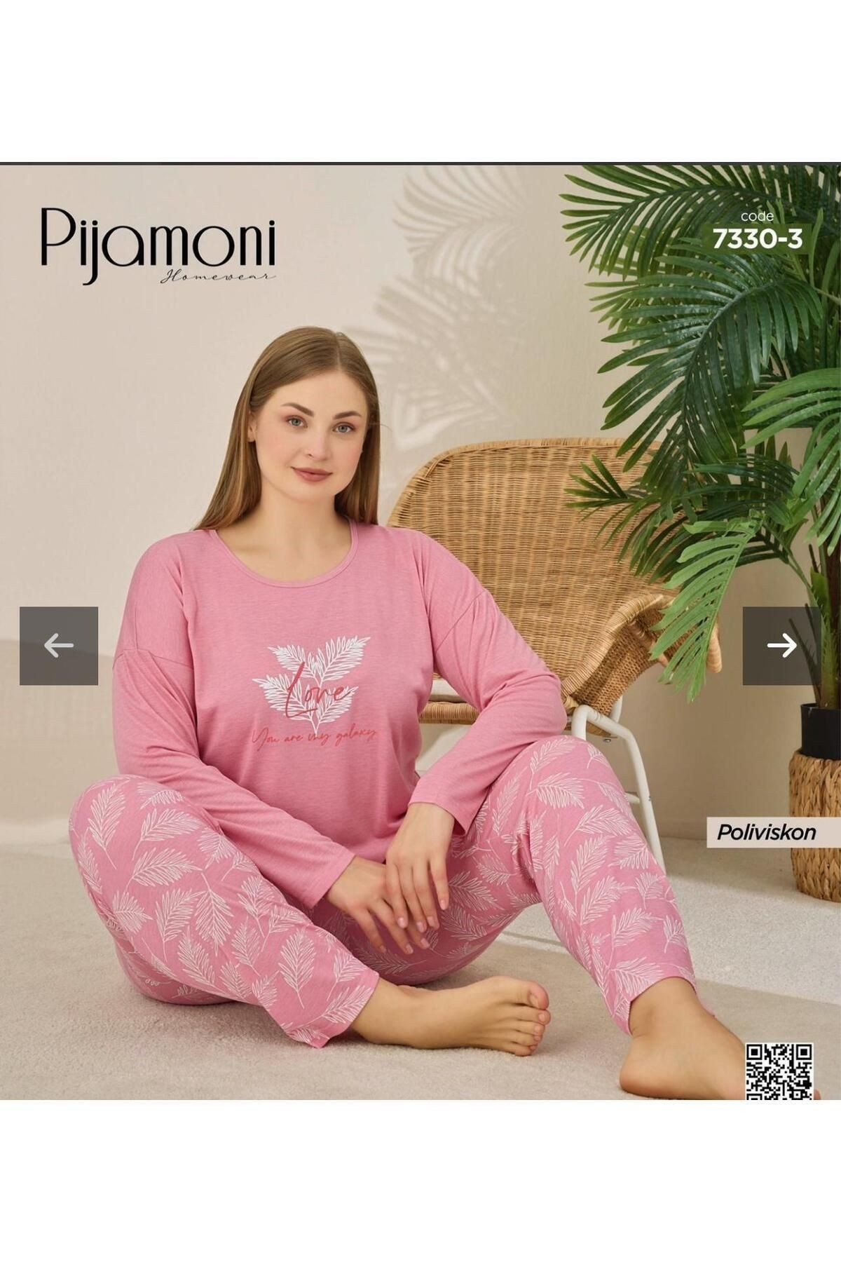 PEMBE BÜYÜK BEDEN PİJAMA TAKIMI