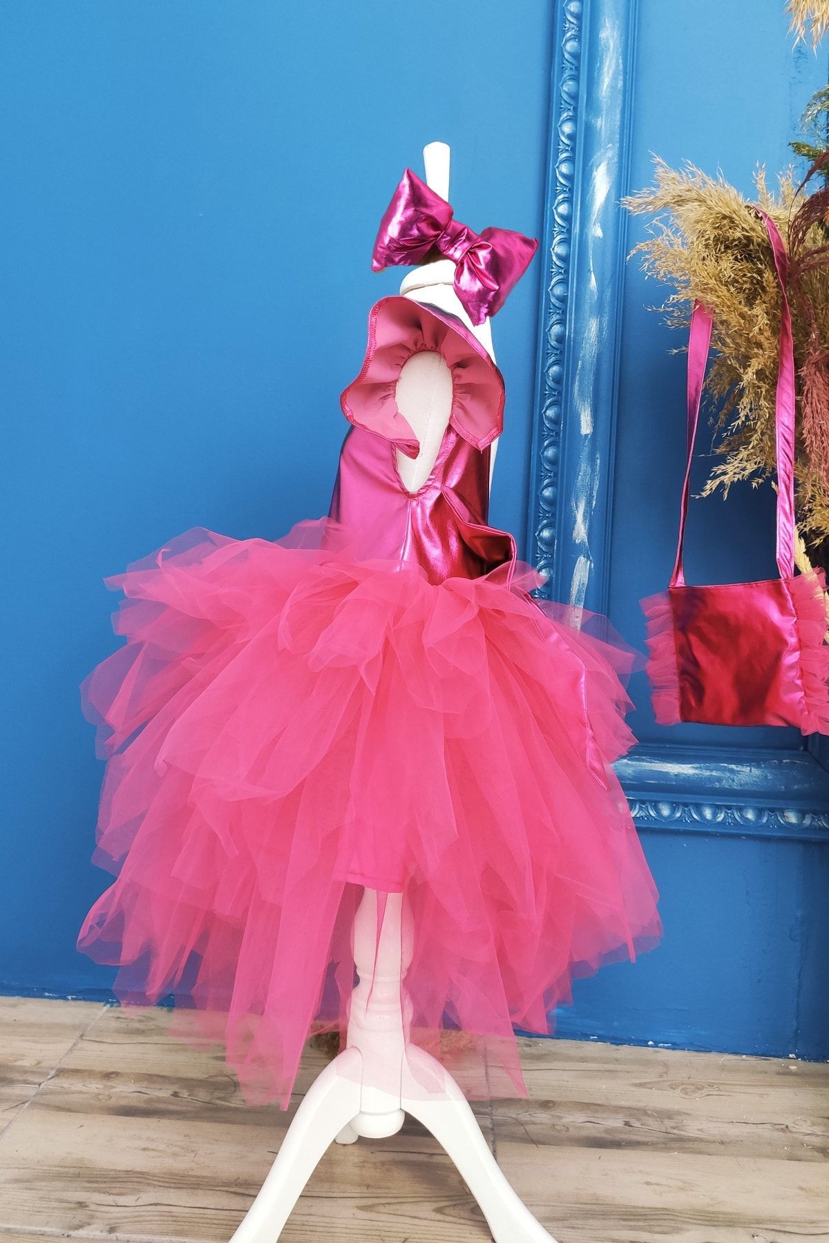 Vestido de Tutu con Lazo, Bandana y Bolso para Niñas, Vestido de Fiesta