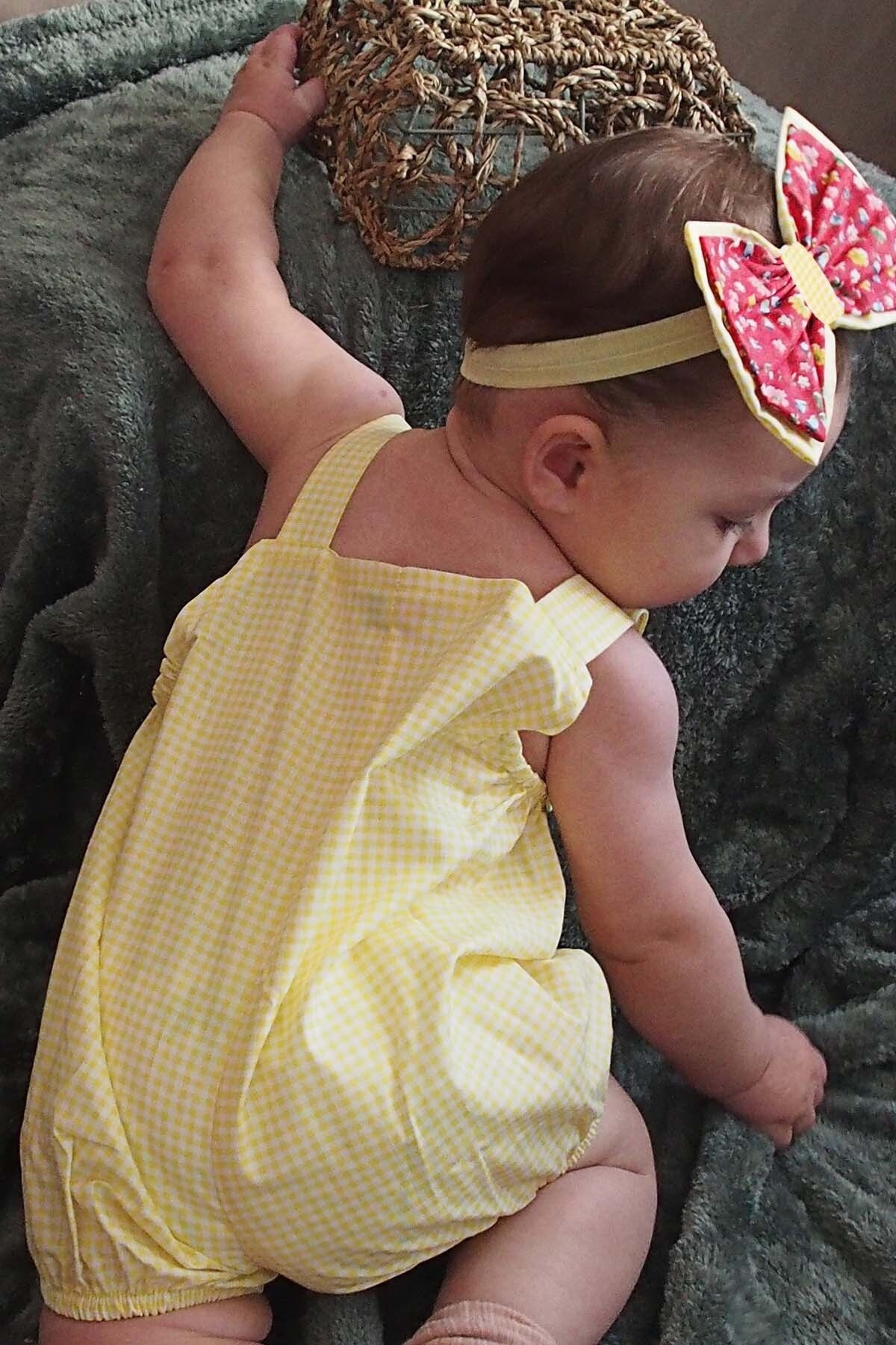 Baby Girl Yellow Romper & Bandana Set