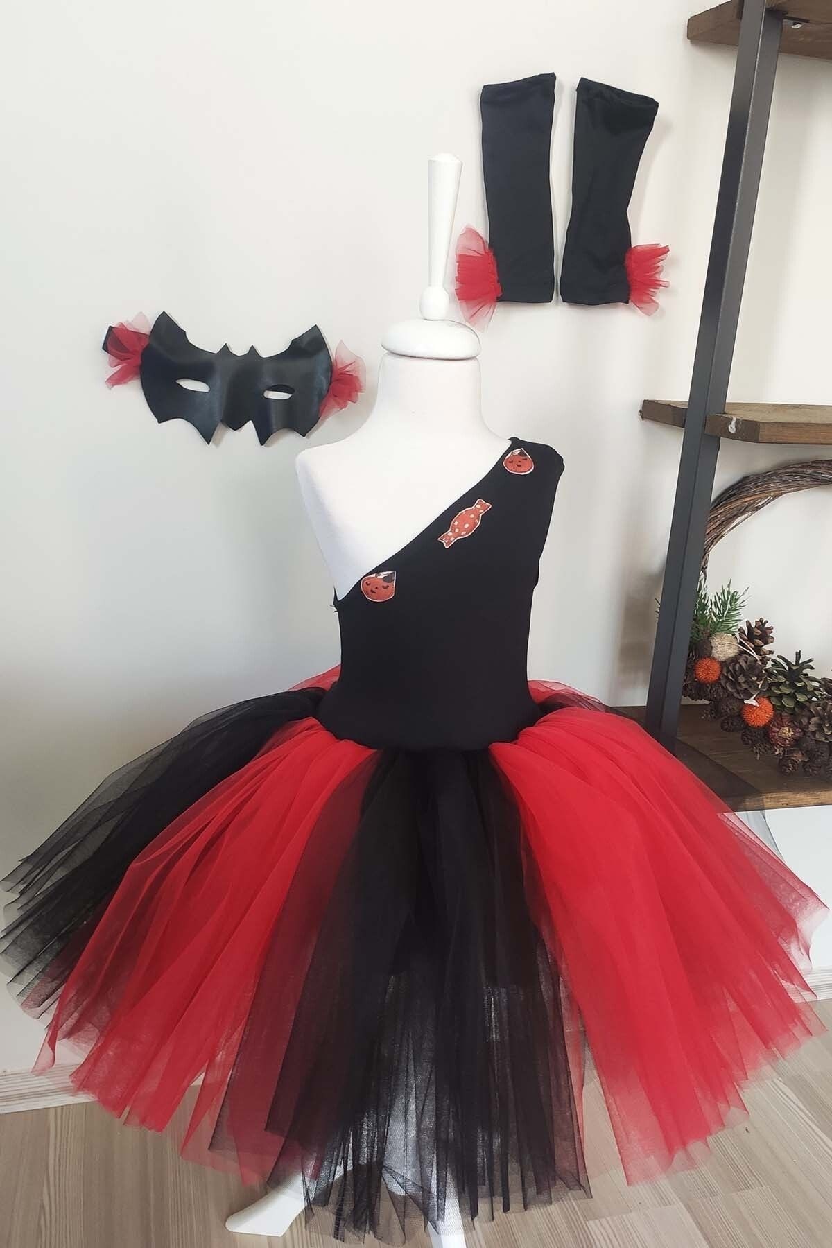 Vestido Halloween de Un Hombro para Niña, Set de 3 Piezas, Vestido de Cumpleaños, Vestido de Halloween