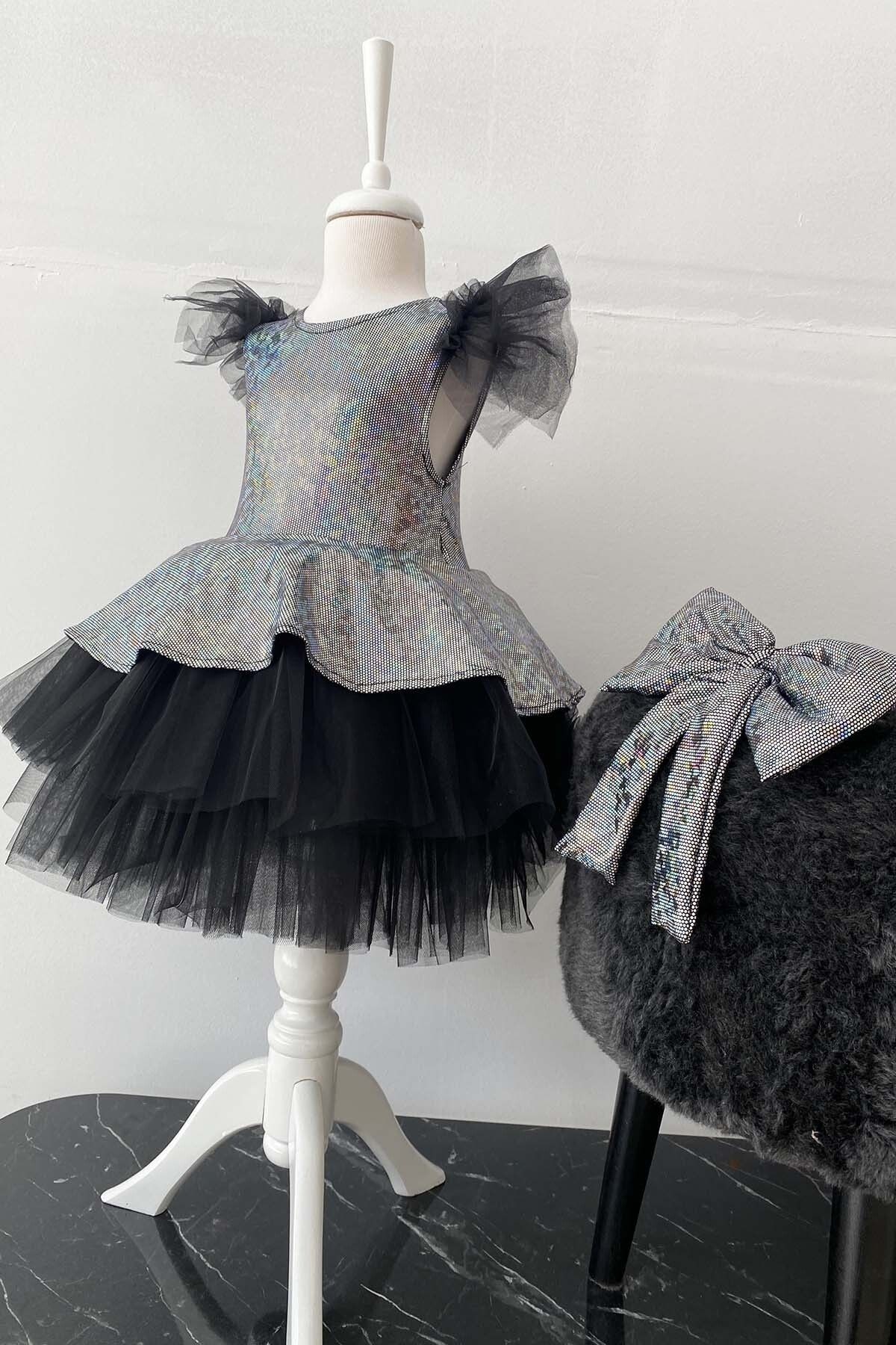 Mädchen-Tüll-Abendkleid, festliches Partykleid, Geburtstagskleid mit Bandana