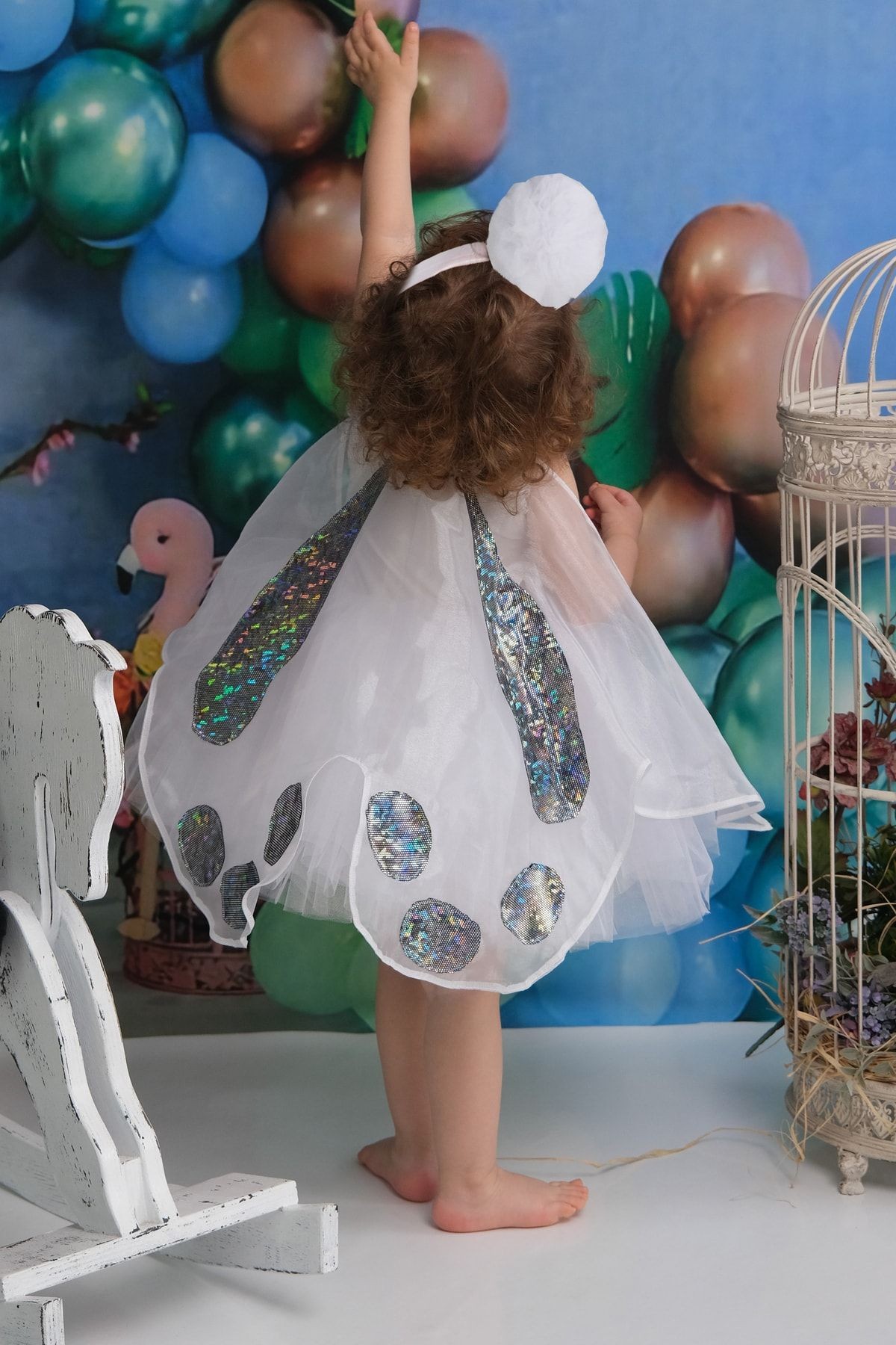 Ensemble Cape et Bandana à Pompons pour Fille Papillon - Costume d'Anniversaire