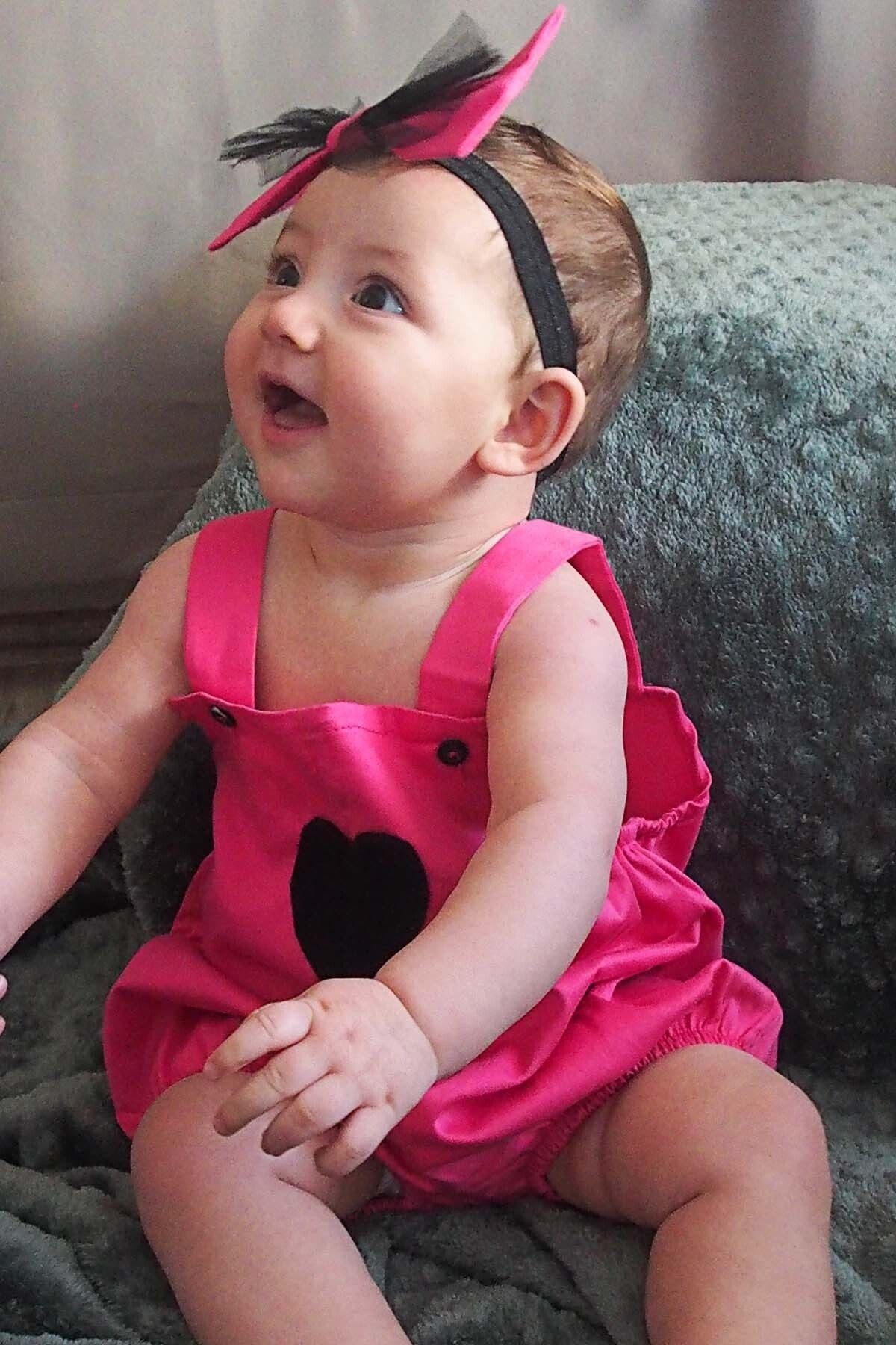 Baby Girl Pink Romper & Bandana Set