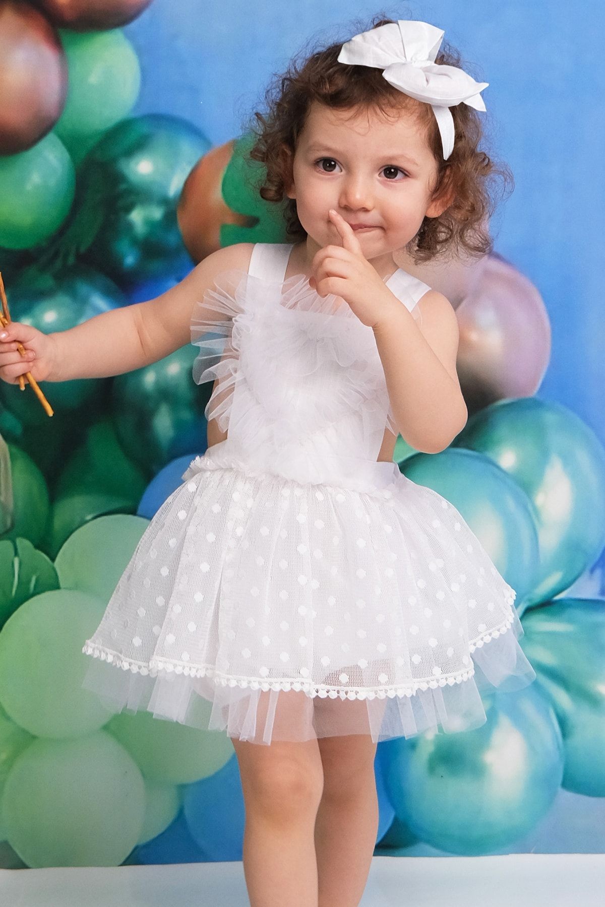 Vestido de Tul y Diadema para Bebé Niña, Mono de Cumpleaños con Botones