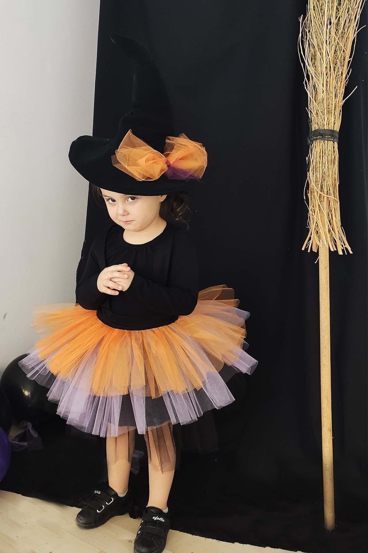 Ensemble robe de sorcière d'Halloween et chapeau de sorcière pour filles