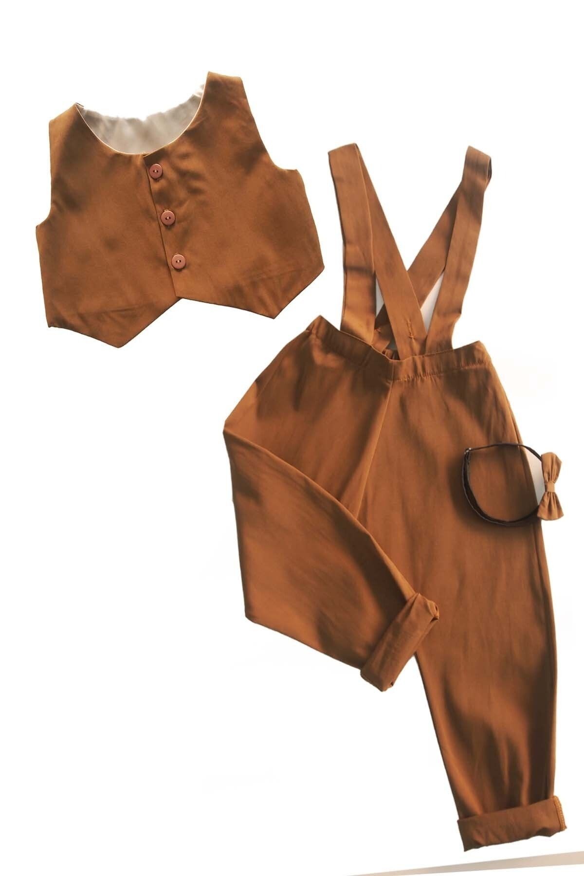 Boy’s Bow Tie Vest and Harem Pants Set - Tan