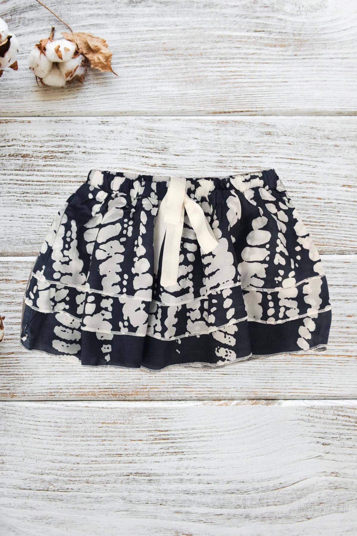 Girls' Printed Bow Skirt - Navy | Shecco Babba