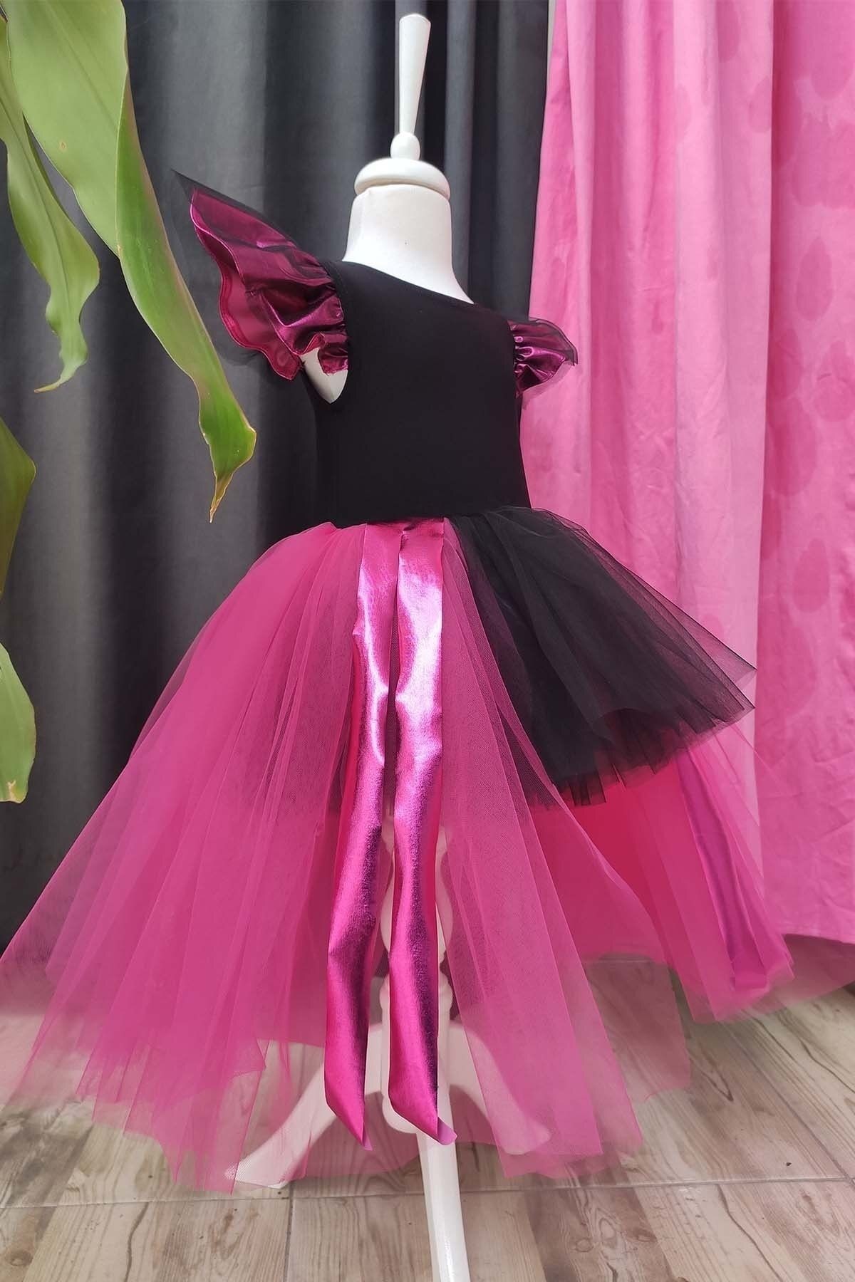 Asymmetrisches Tutu-Hexenkleid mit Hut, Geburtstagsoutfit für Mädchen