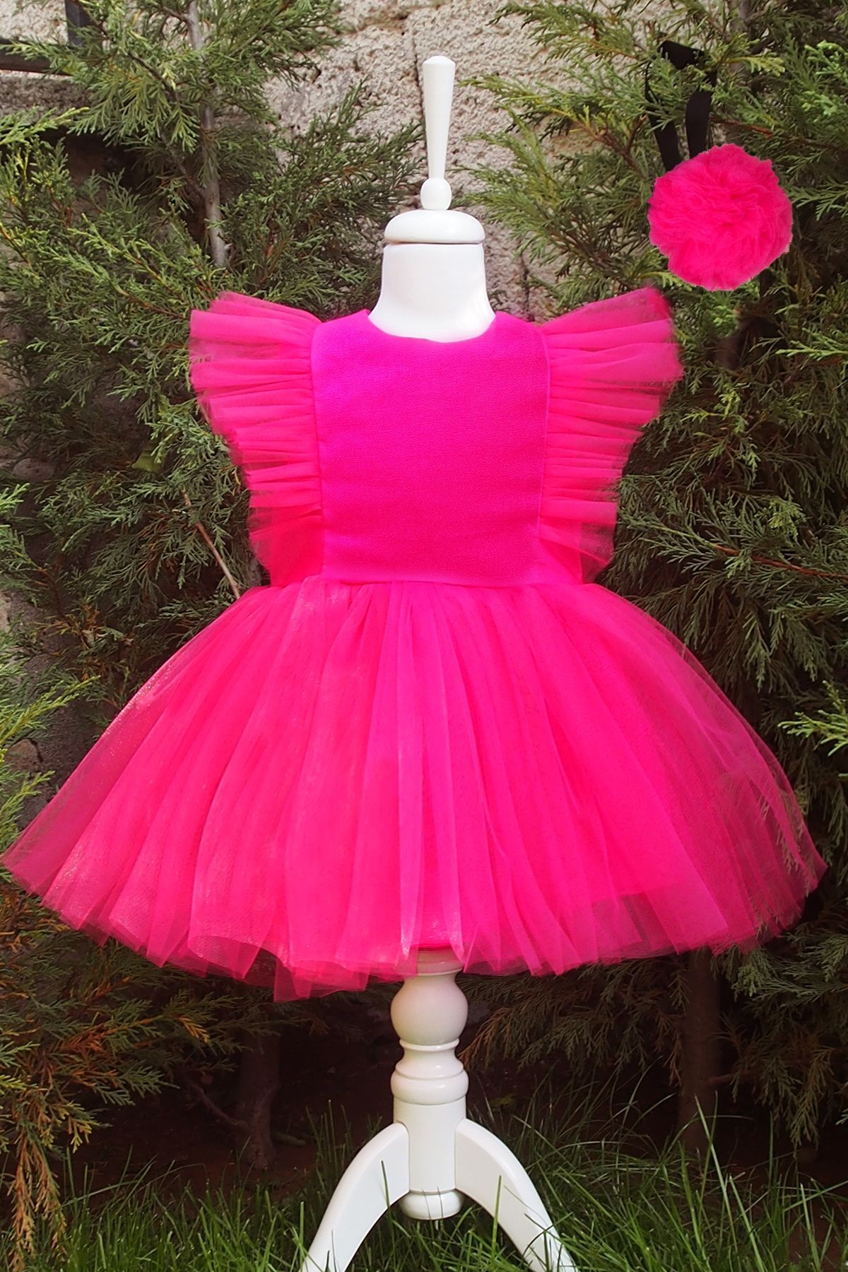 Vestido de Tul con Cremallera y Diadema para Niña, Vestido de Cumpleaños