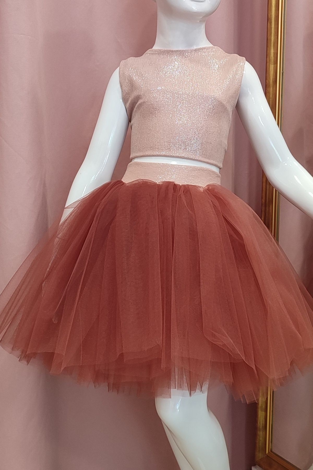 Tutu-Rock mit Pailletten-Crop-Top für Mädchen, Geburtstagskleid