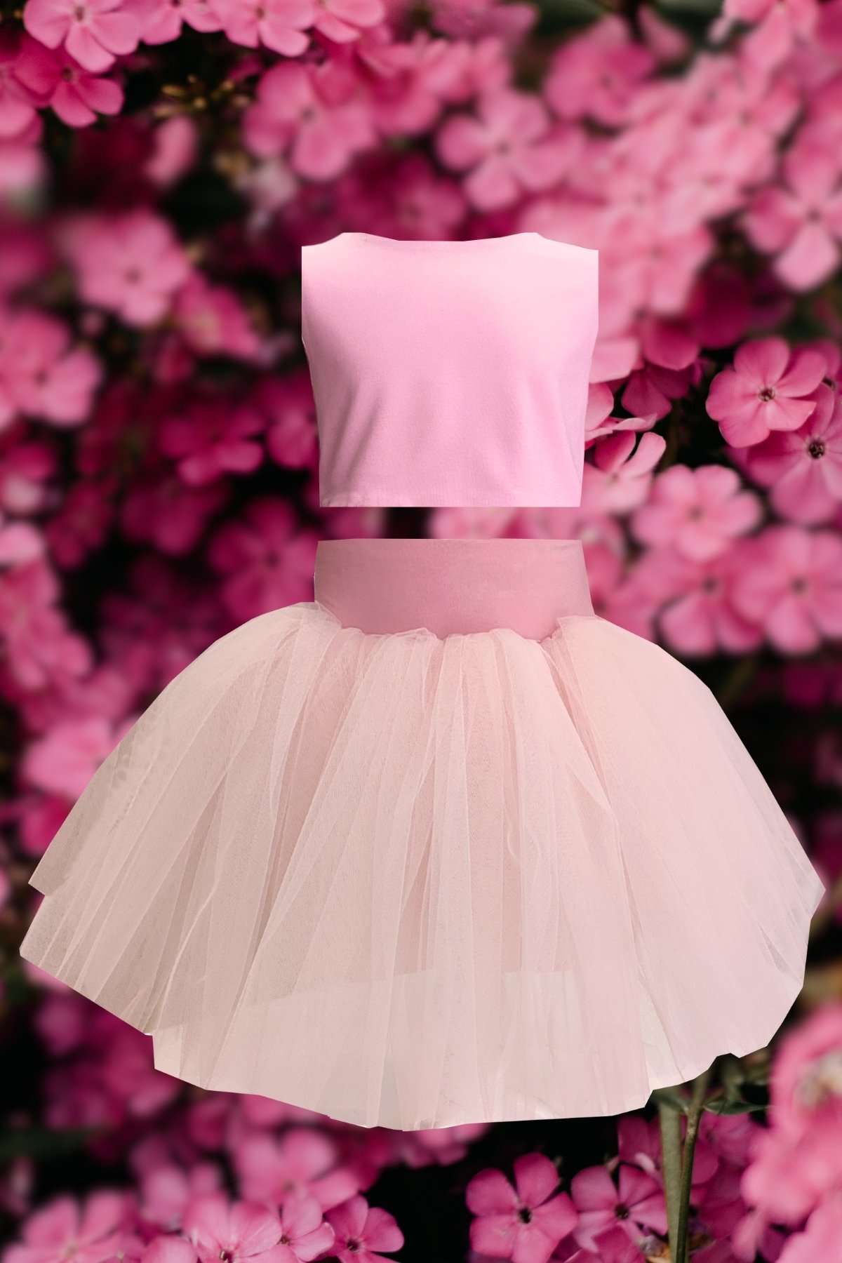 Girl’s Tutu Skirt & Crop Top Set - Powder Pink