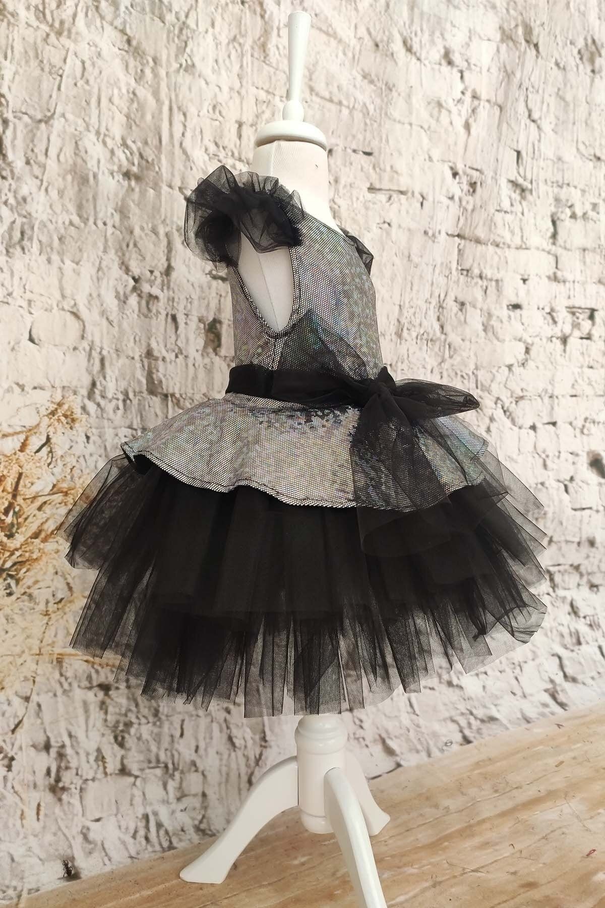 Girls' Bow Tulle Party Dress, Birthday Dress, with Bandana