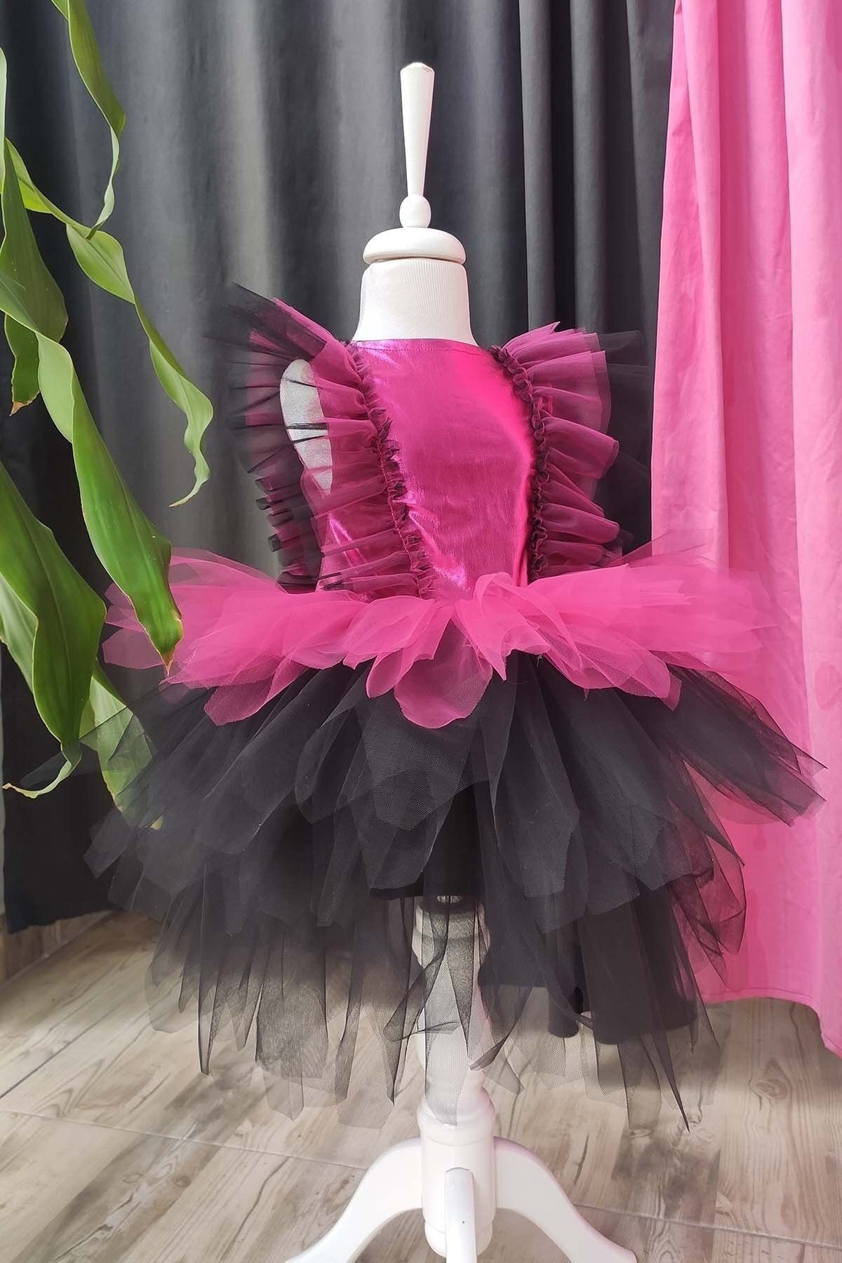 Layered Girl's Tutu Witch Dress and Hat, Birthday Dress