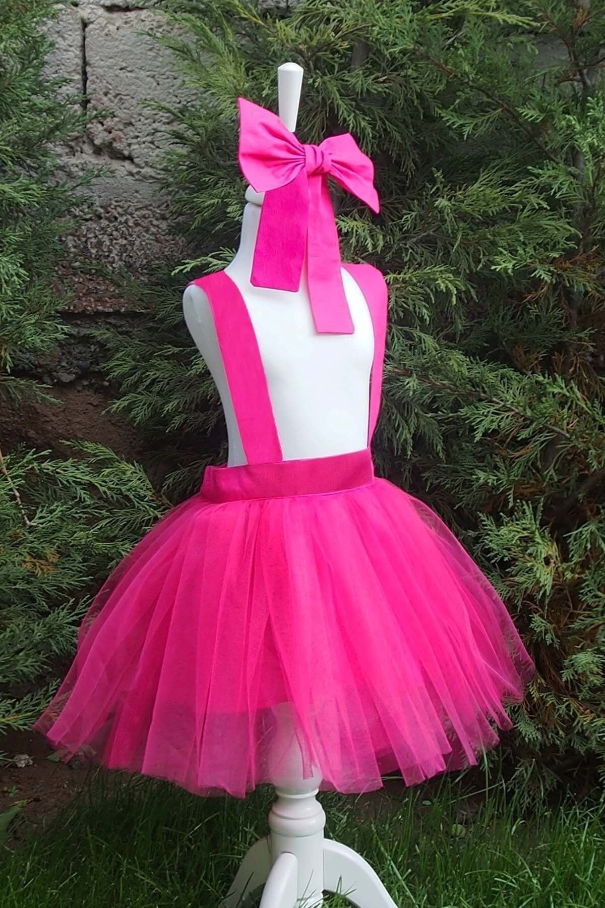 Vestido de Salopette con Tull y Bandana para Niña, 1-10 Años, Vestido de Cumpleaños