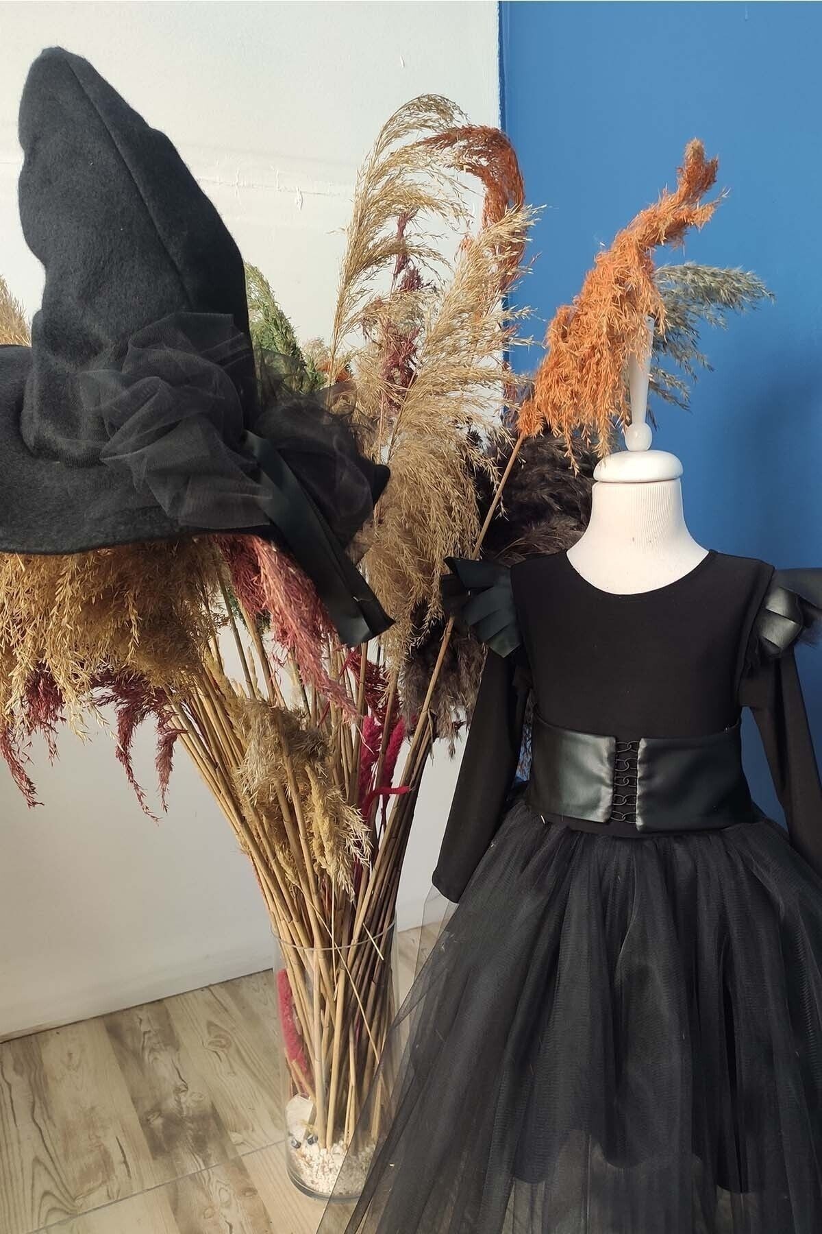 Vestido Gótico de Tul para Niña, Disfraz de Bruja para Halloween