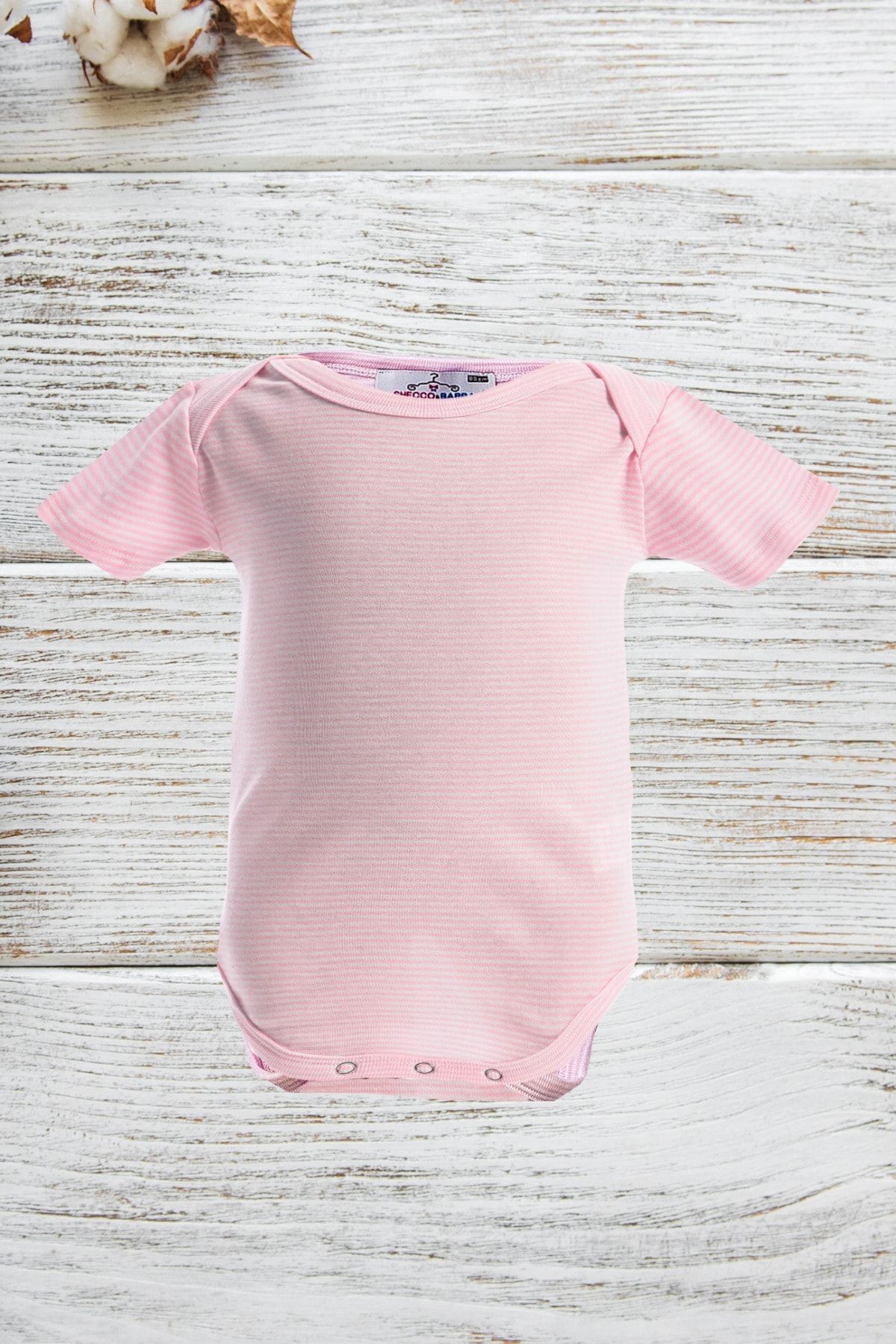 Pink & White Baby Zıbın - 100% Cotton Snap Bodysuit | Shecco Babba