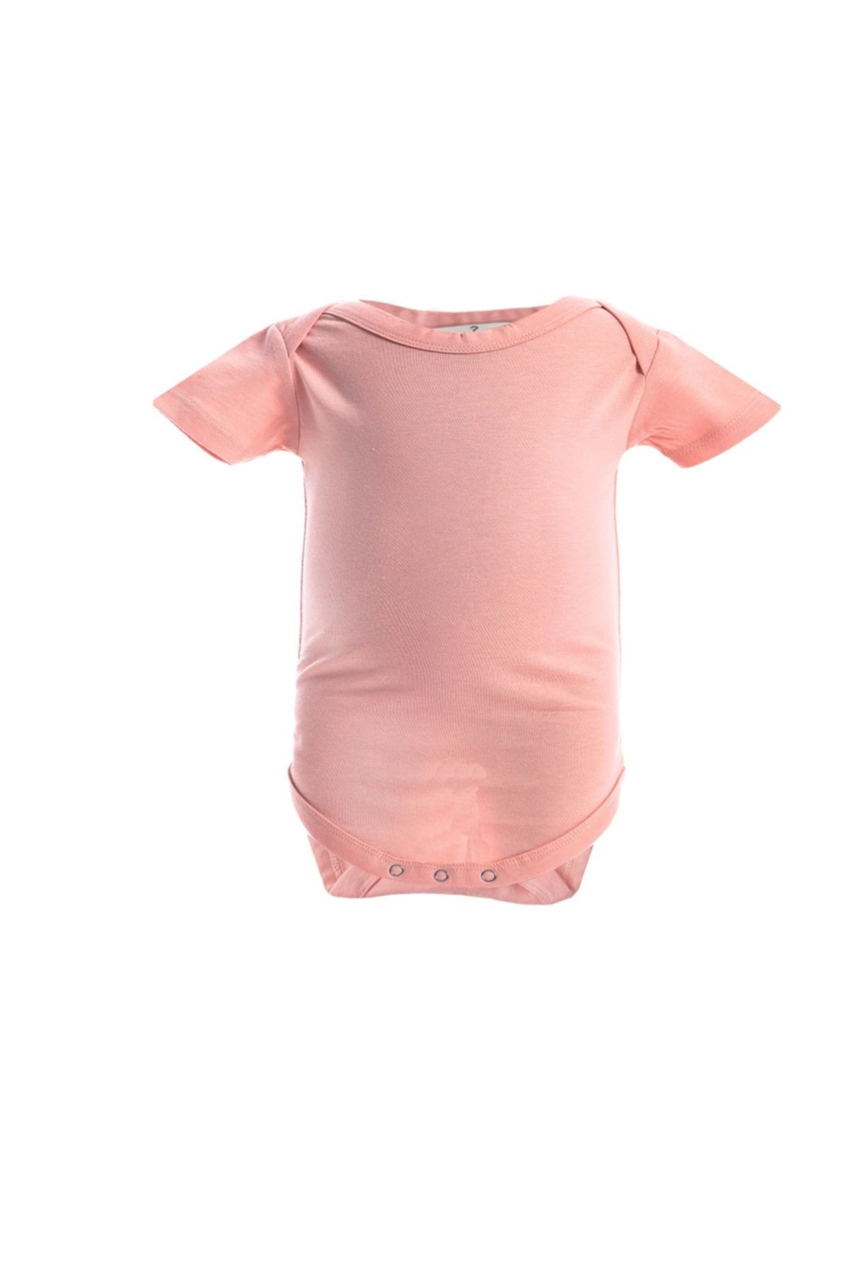 Short Sleeve Baby Bodysuit - 100% Cotton, Salmon | Shecco Babba