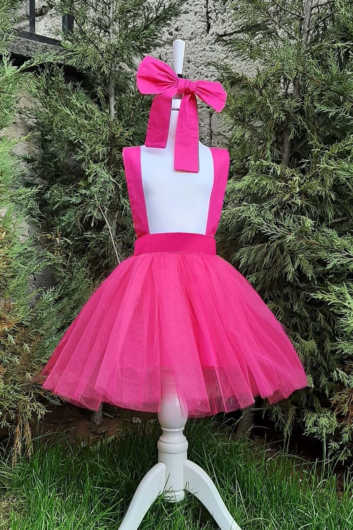 Vestido de Salopette con Tull y Bandana para Niña, 1-10 Años, Vestido de Cumpleaños