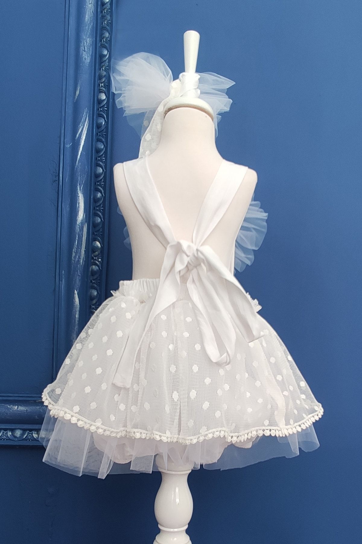 Vestido de Tul y Diadema para Bebé Niña, Mono de Cumpleaños con Botones