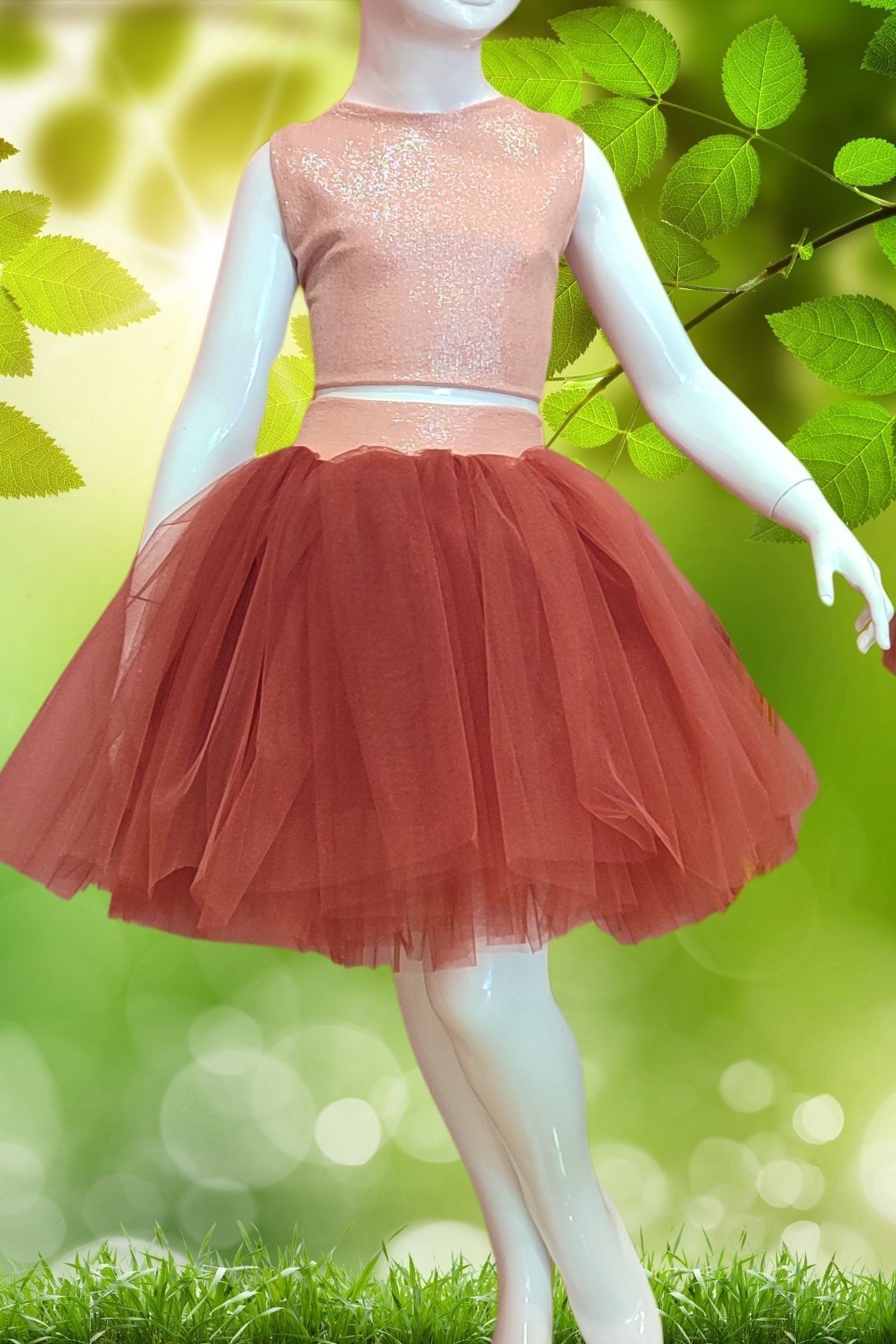 Girls' Tutu Skirt and Sequin Crop Top Set | Birthday Dress