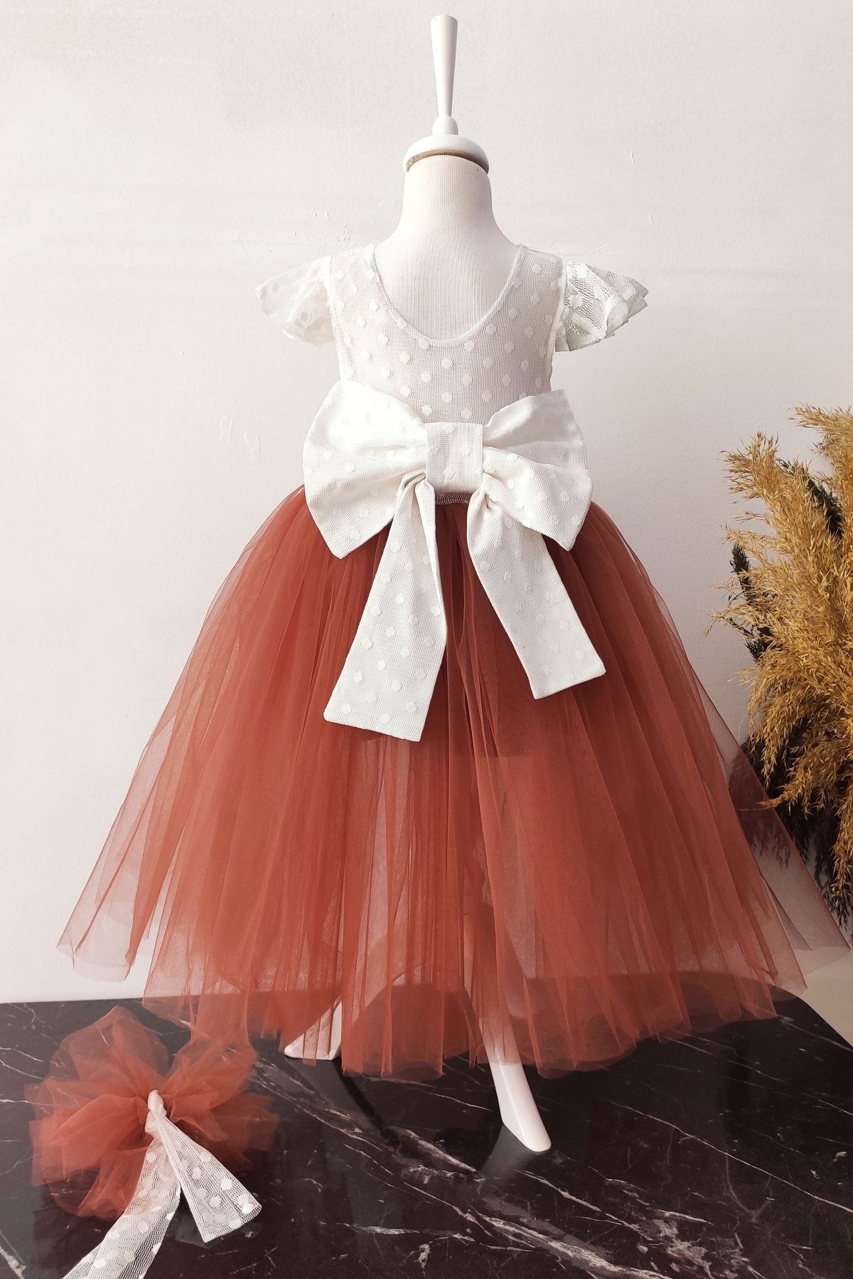 Ensemble robe d'anniversaire et bandana pour filles avec nœud Tutu, robe de soirée pour enfants