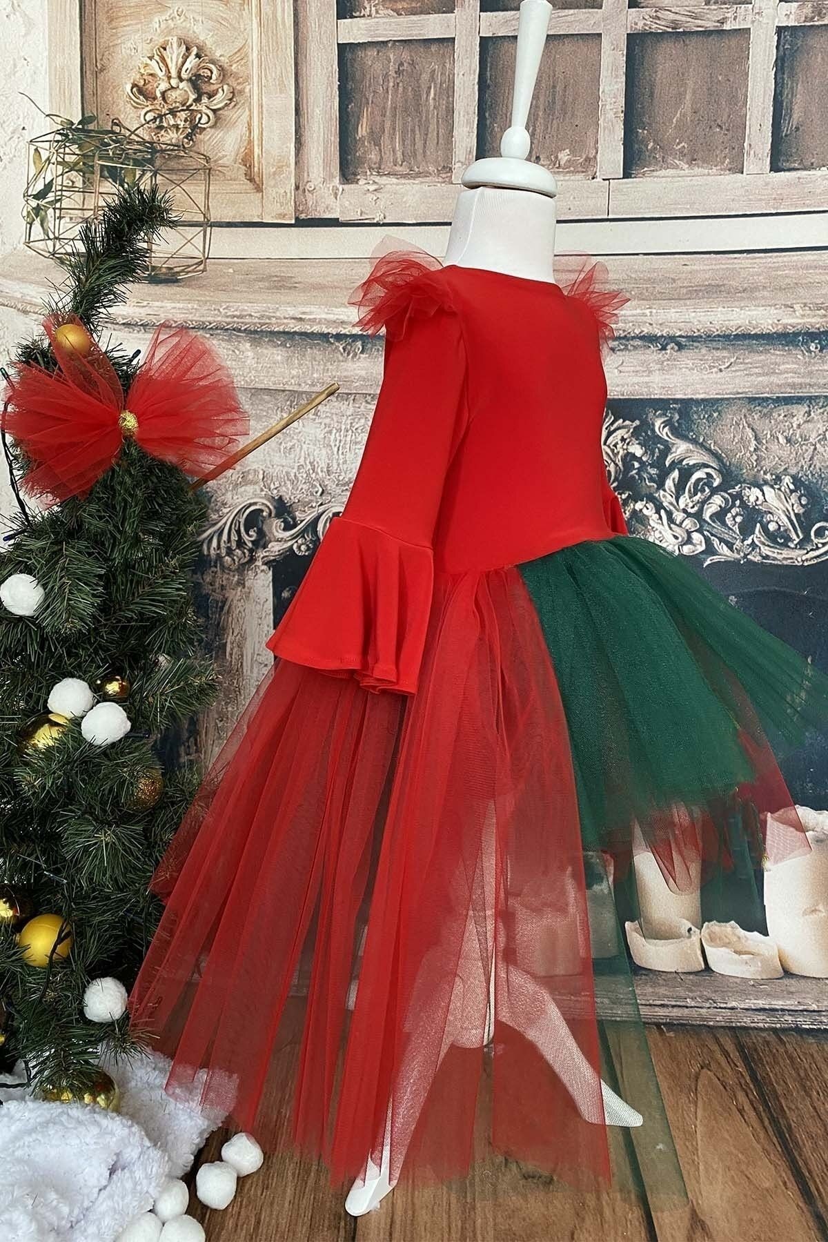 Girl's Asymmetric Tutu Christmas Dress