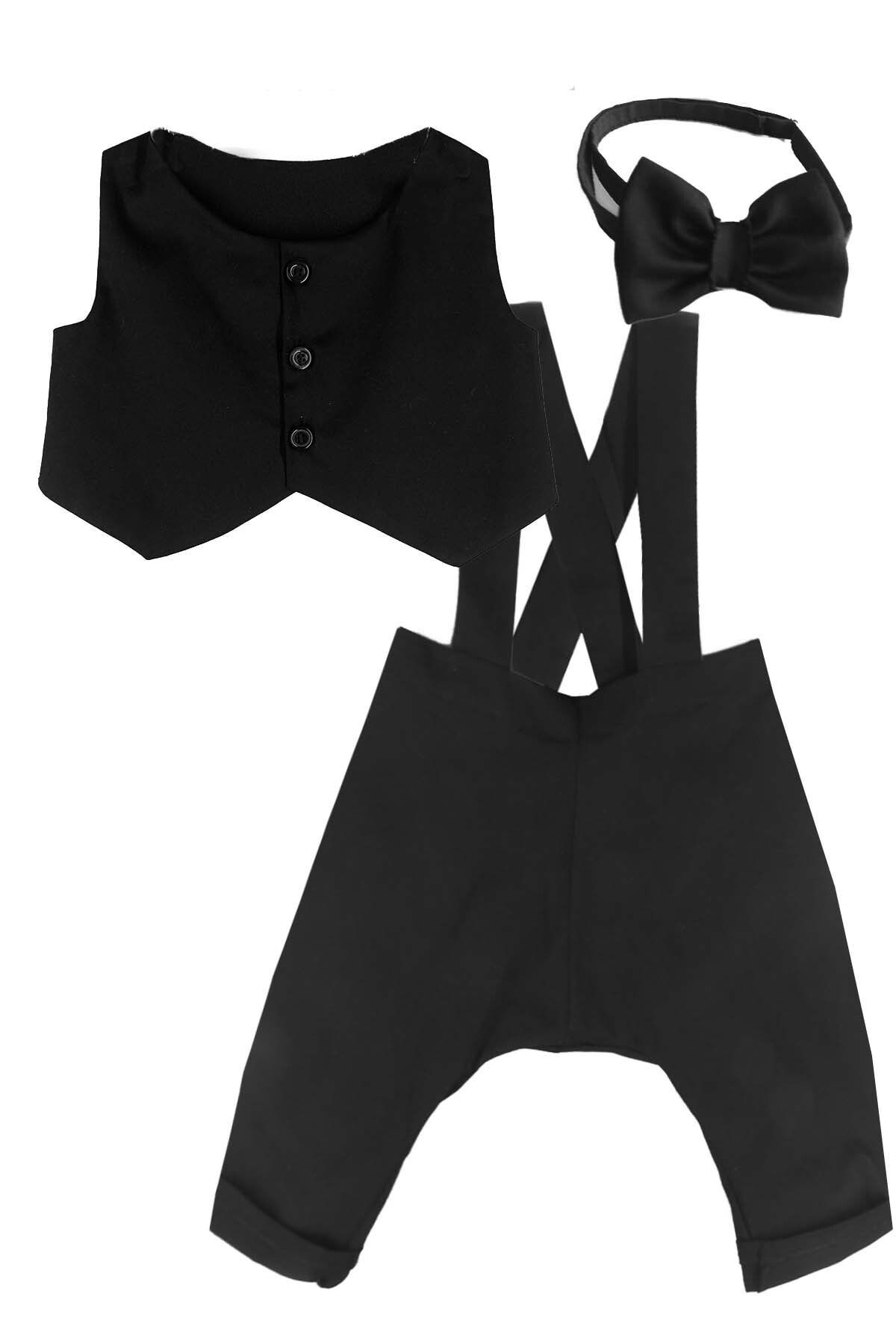 Conjunto de Chaleco y Pantalón Estilo Harem con Pajarita para Niños - negro