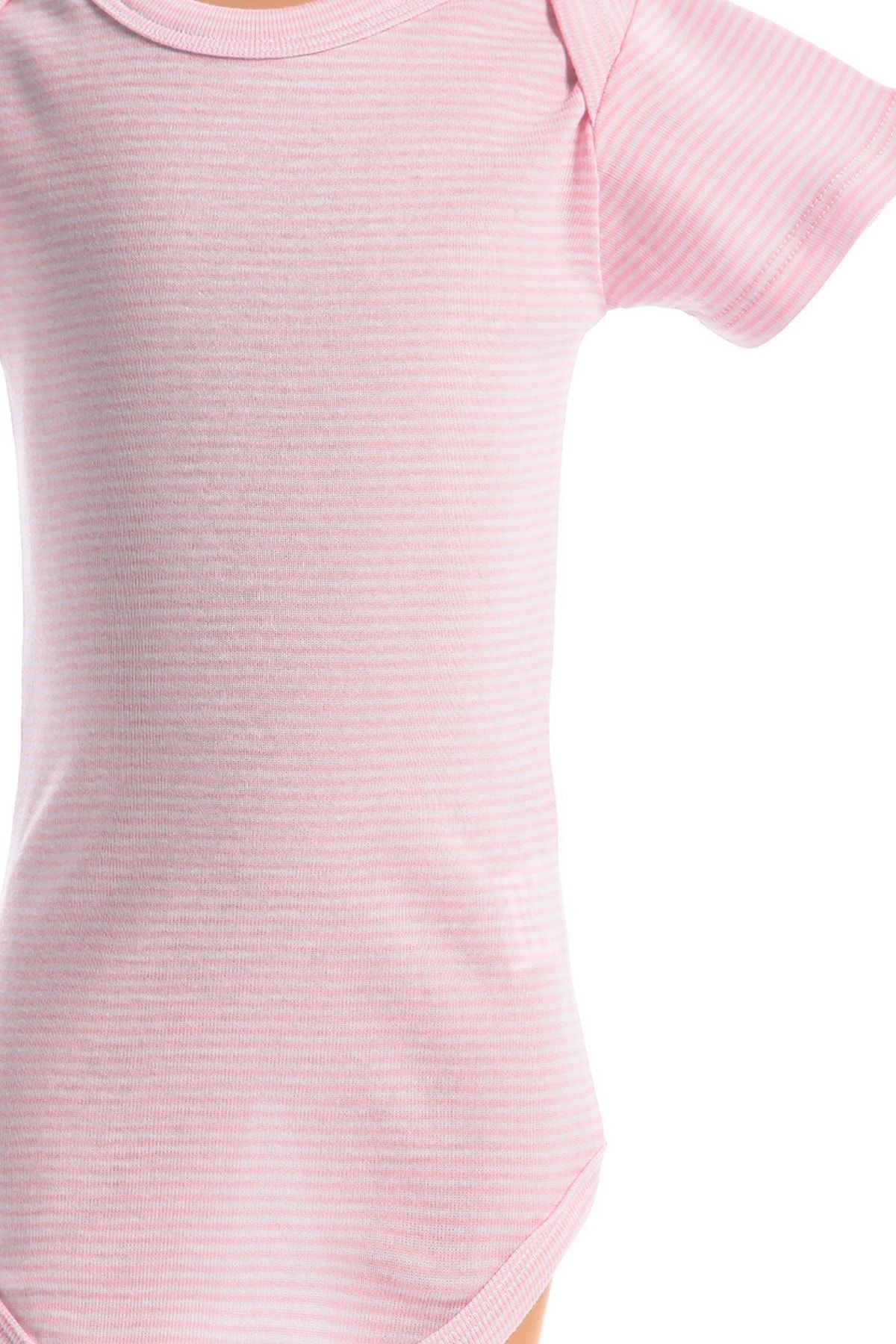 Pink & White Baby Zıbın - 100% Cotton Snap Bodysuit | Shecco Babba